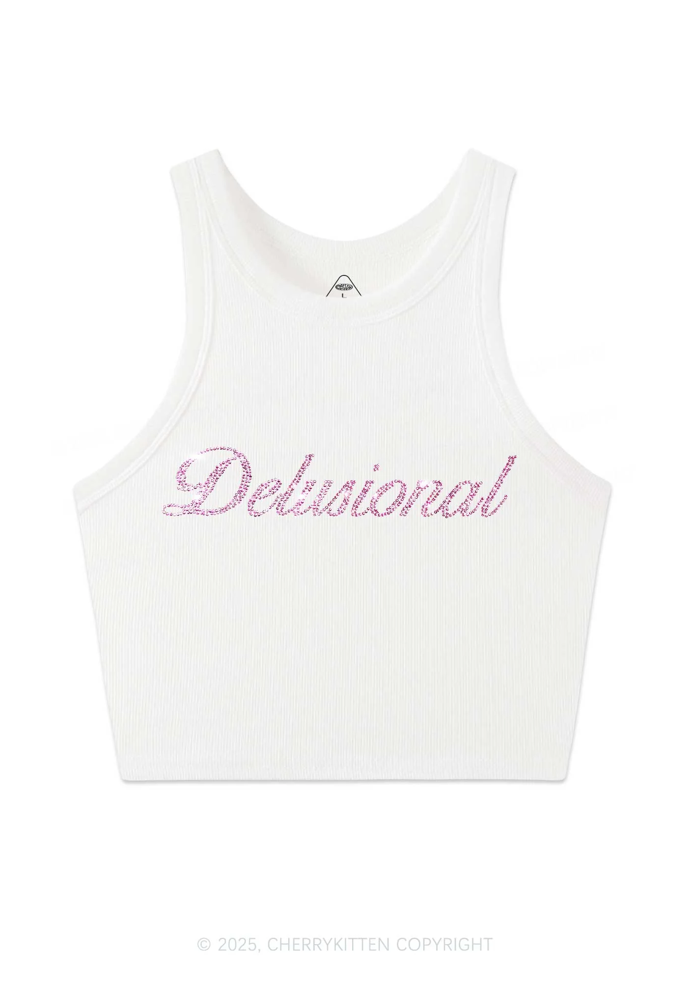 Rhinestone Delusional Y2K Crop Tank Top Cherrykitten - Image 3