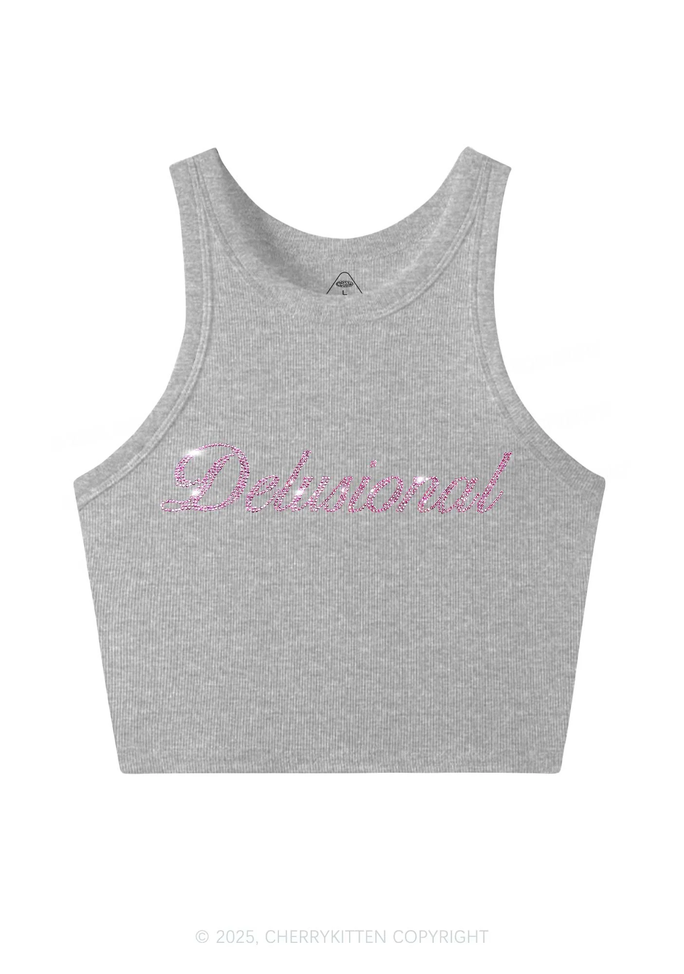 Rhinestone Delusional Y2K Crop Tank Top Cherrykitten - Image 5