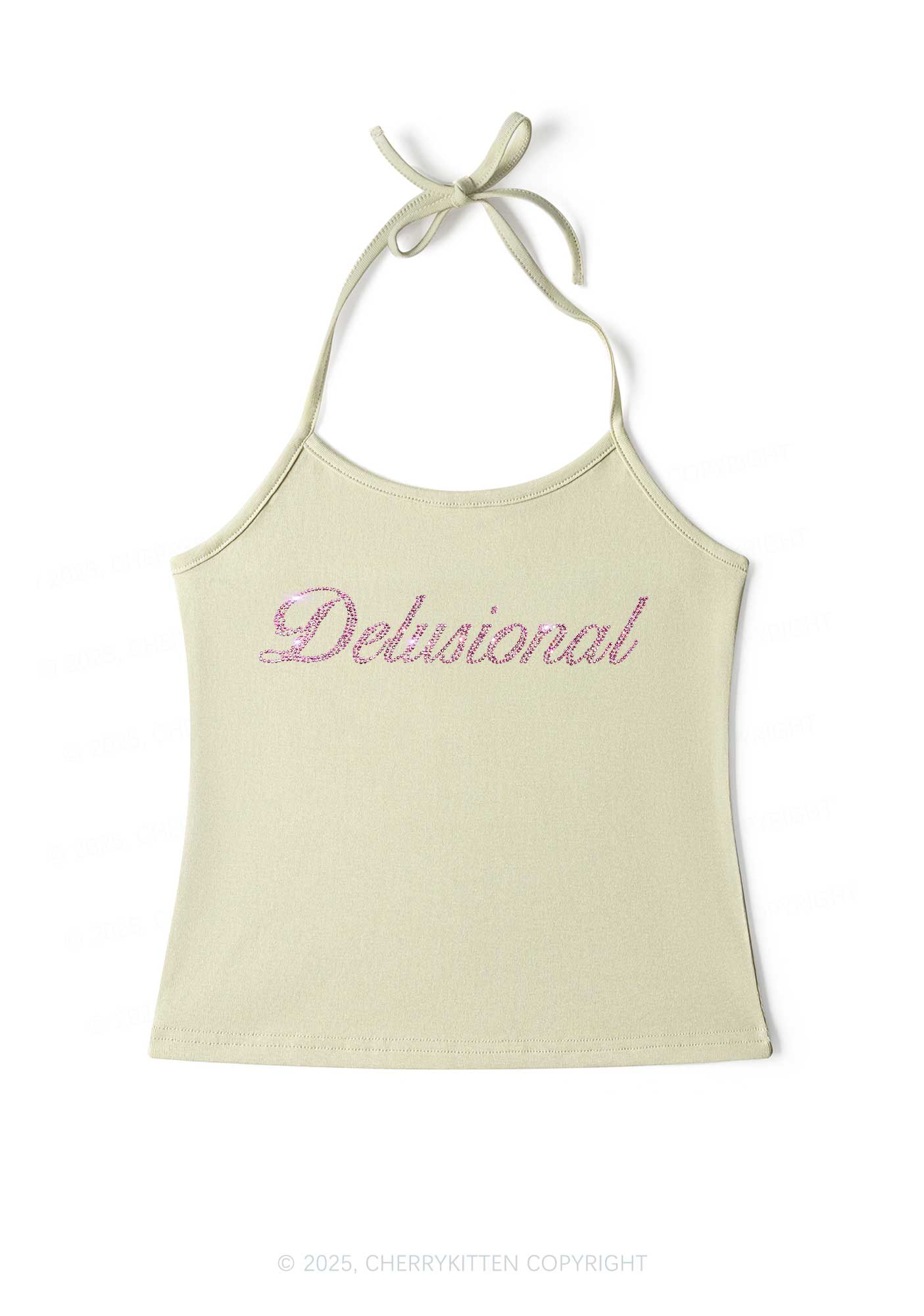 Rhinestone Delusional Y2K Halter Neck Cami Cherrykitten - Image 5
