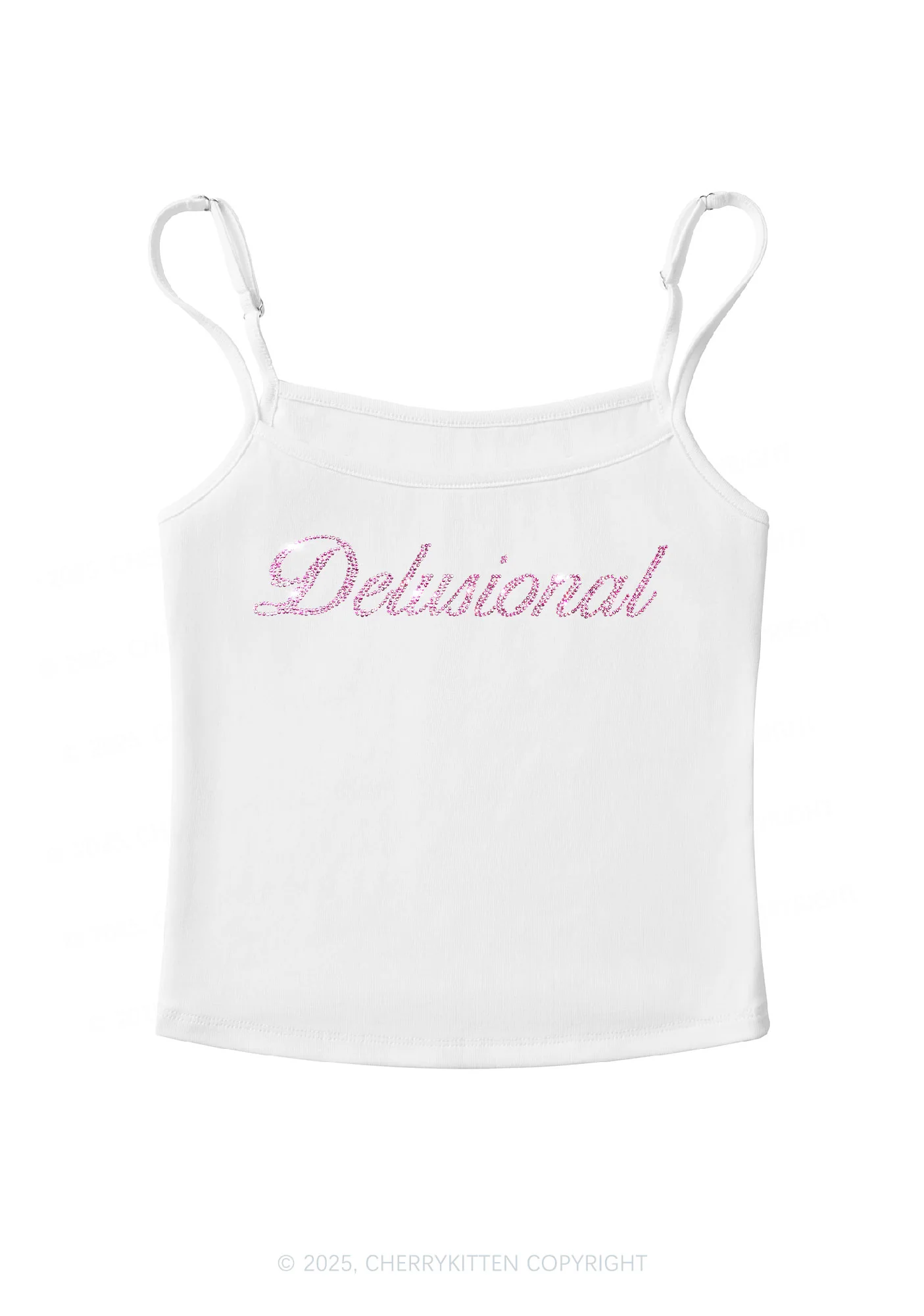Rhinestone Delusional Y2K Spaghetti Strap Cami Cherrykitten - Image 3