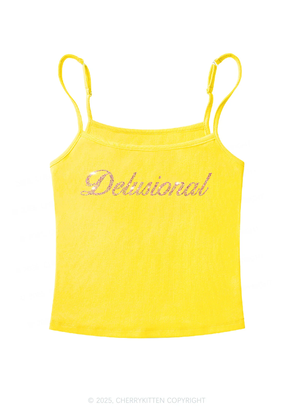 Rhinestone Delusional Y2K Spaghetti Strap Cami Cherrykitten - Image 6