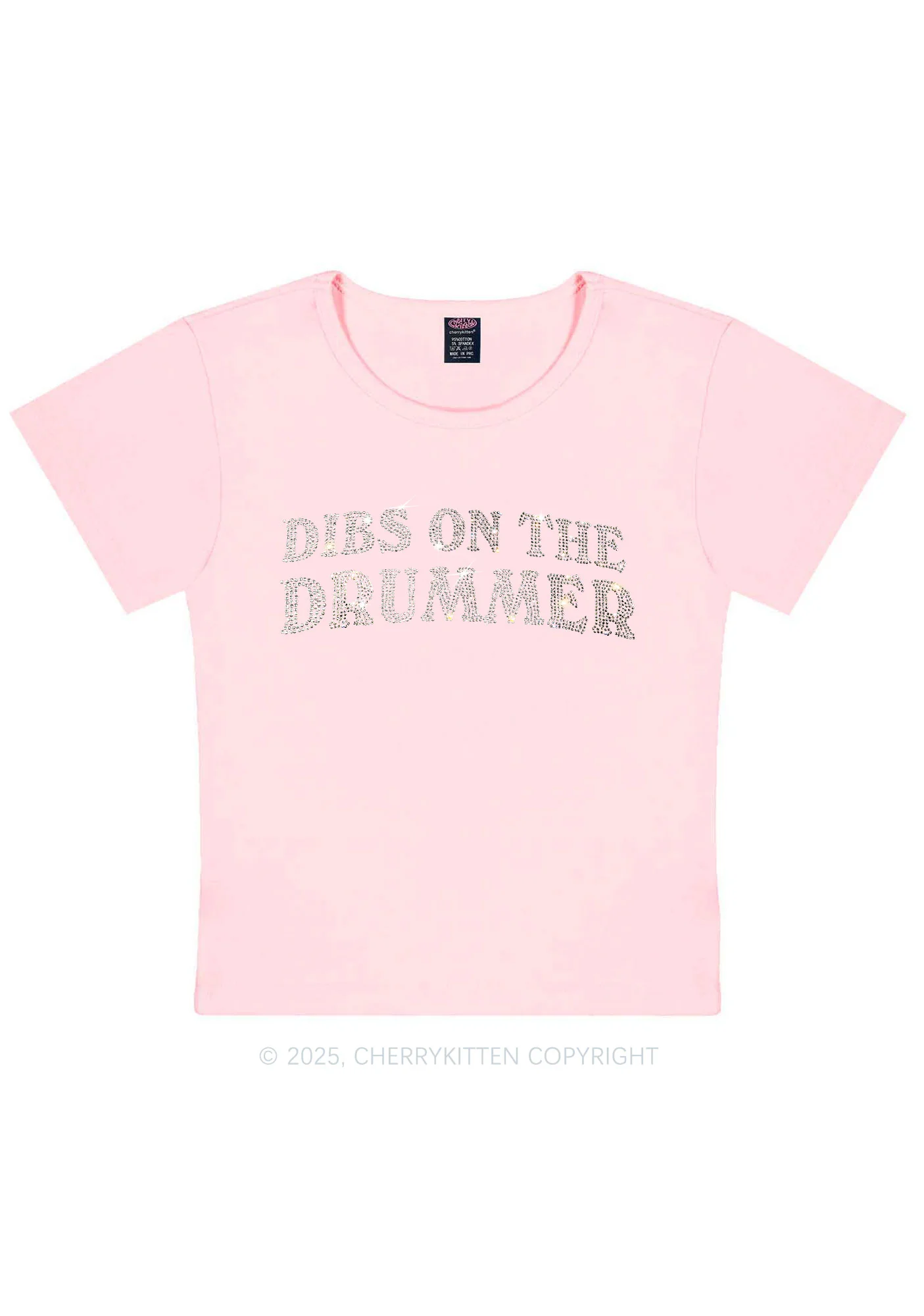 Rhinestone Dibs On The Drummer Y2K Baby Tee Cherrykitten - Image 10