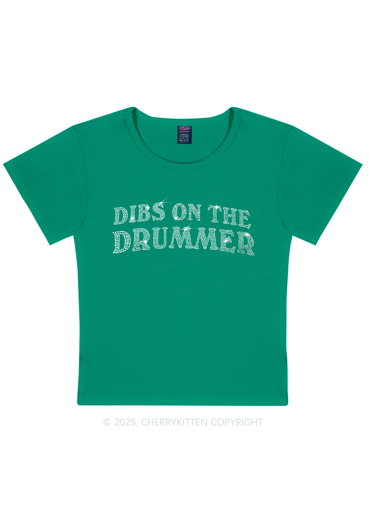 Rhinestone Dibs On The Drummer Y2K Baby Tee Cherrykitten - Image 11