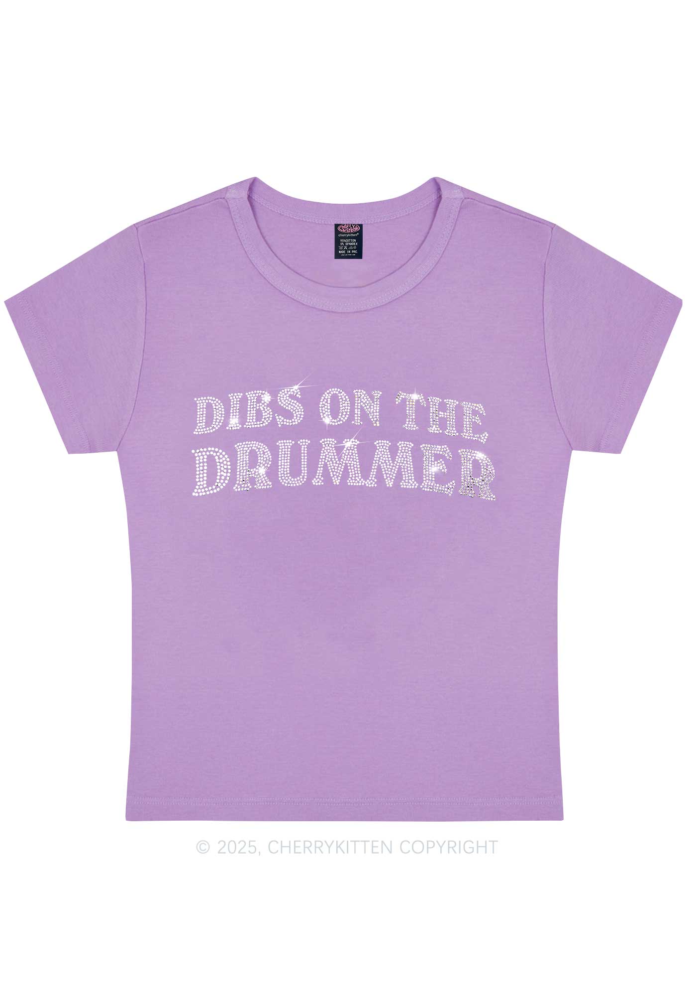 Rhinestone Dibs On The Drummer Y2K Baby Tee Cherrykitten - Image 6