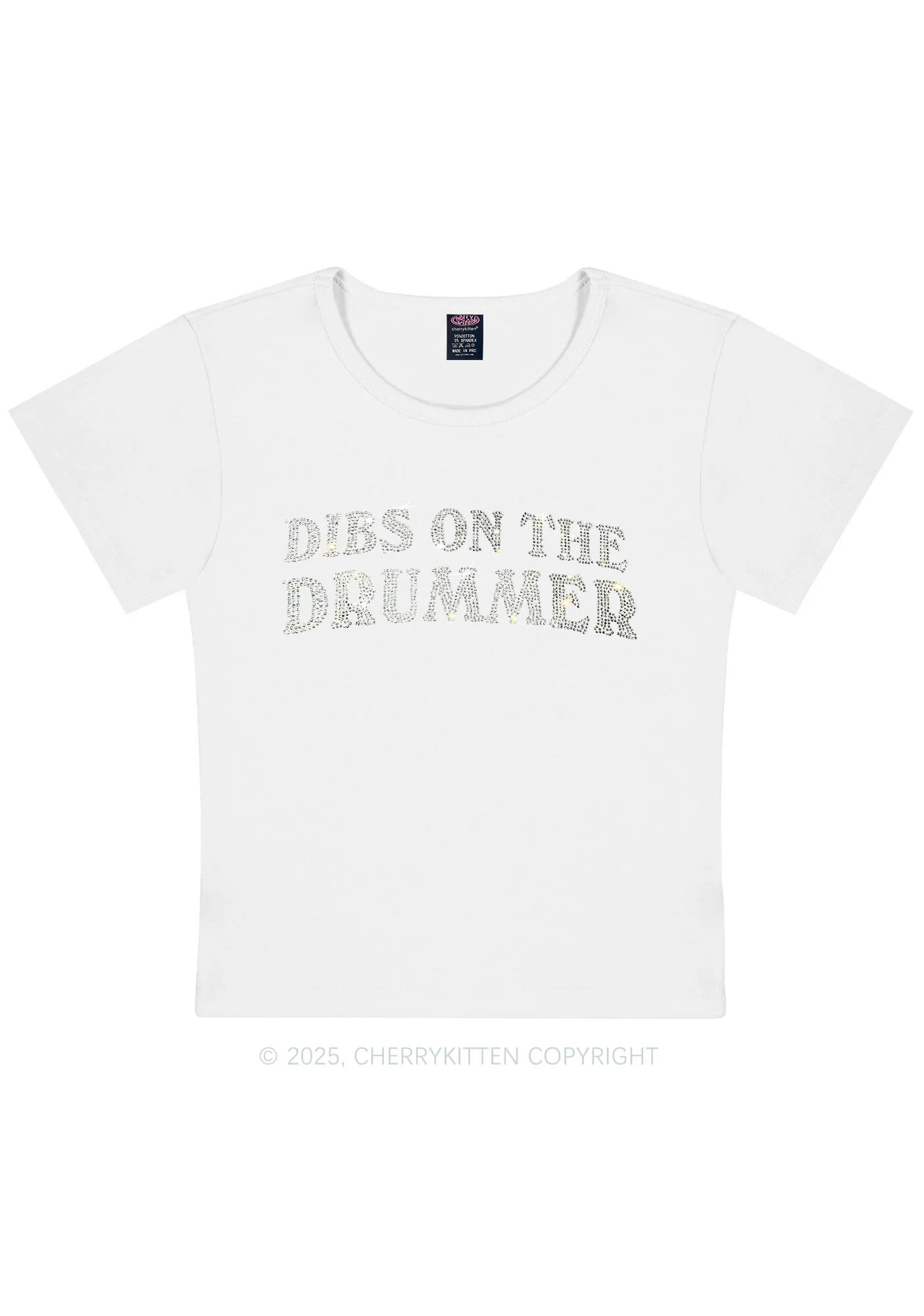 Rhinestone Dibs On The Drummer Y2K Baby Tee Cherrykitten - Image 8