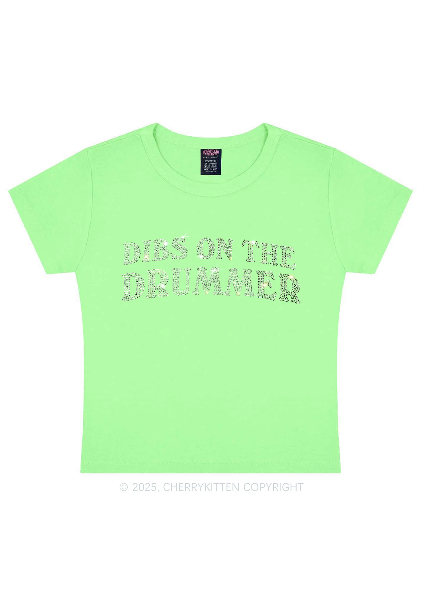 Rhinestone Dibs On The Drummer Y2K Baby Tee Cherrykitten - Image 9