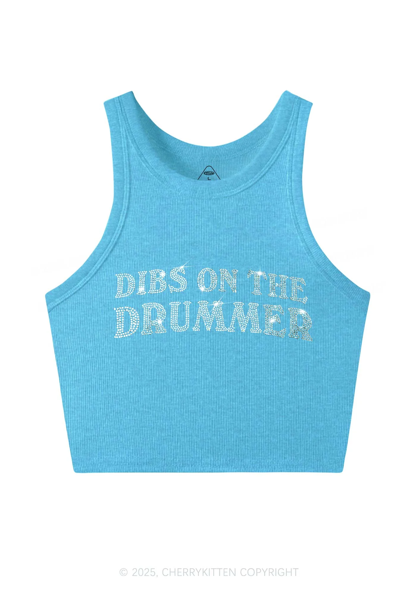 Rhinestone Dibs On The Drummer Y2K Crop Tank Top Cherrykitten - Image 3