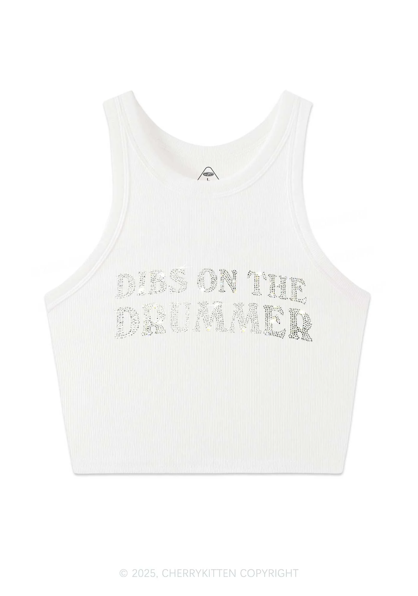 Rhinestone Dibs On The Drummer Y2K Crop Tank Top Cherrykitten - Image 4