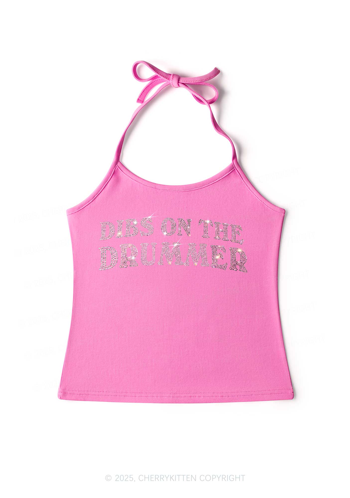 Rhinestone Dibs On The Drummer Y2K Halter Neck Cami Cherrykitten - Image 2