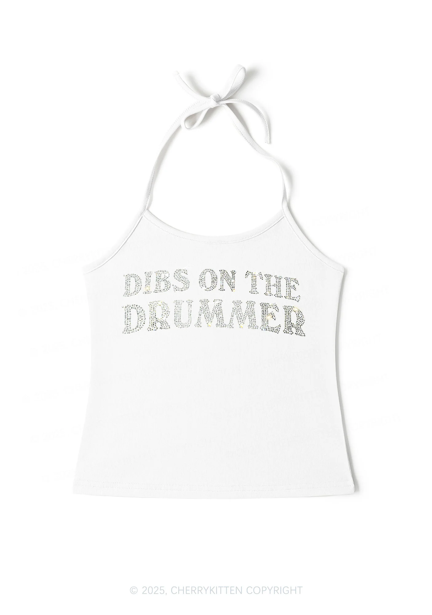 Rhinestone Dibs On The Drummer Y2K Halter Neck Cami Cherrykitten - Image 4