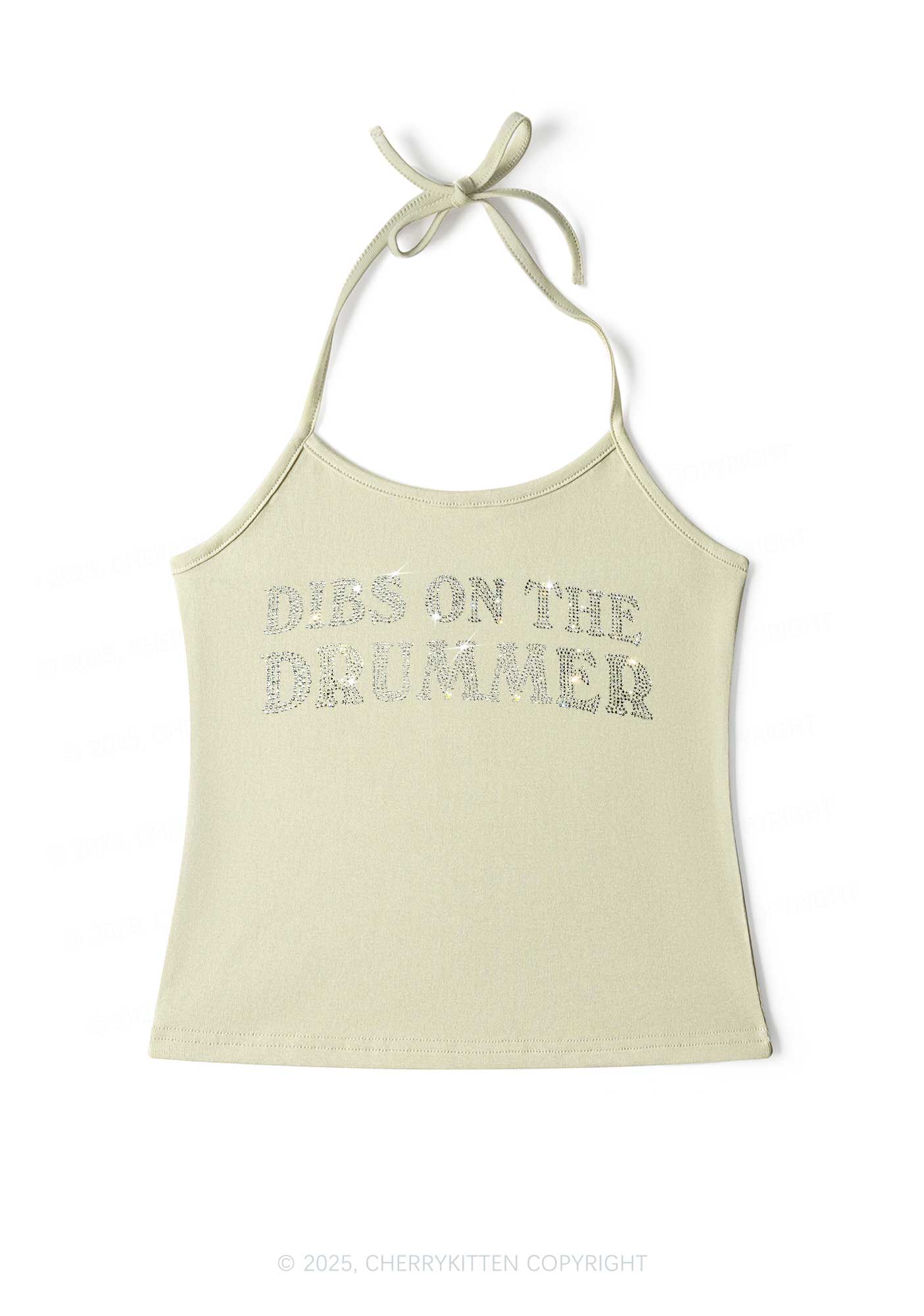 Rhinestone Dibs On The Drummer Y2K Halter Neck Cami Cherrykitten - Image 6