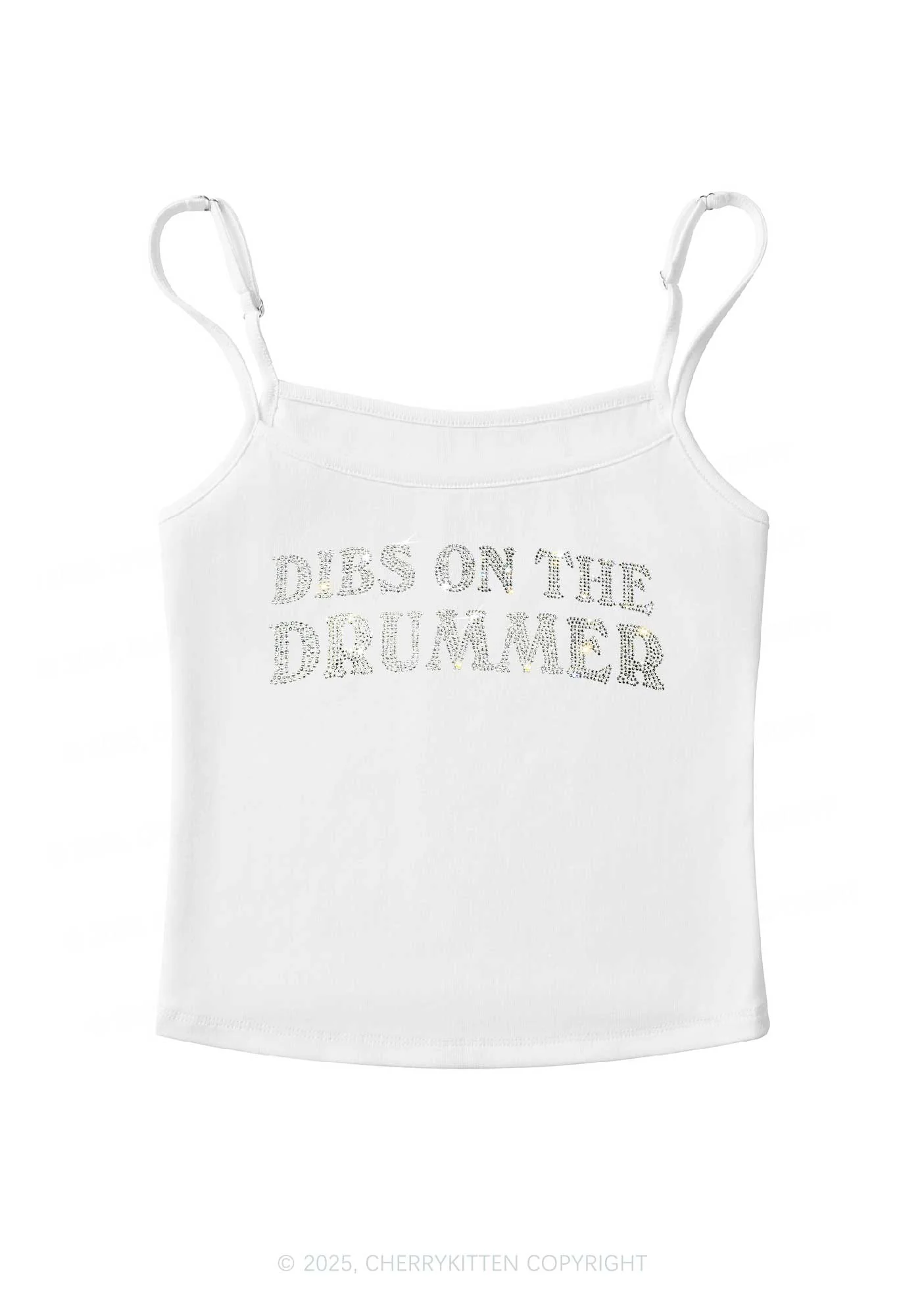 Rhinestone Dibs On The Drummer Y2K Spaghetti Strap Cami Cherrykitten - Image 4