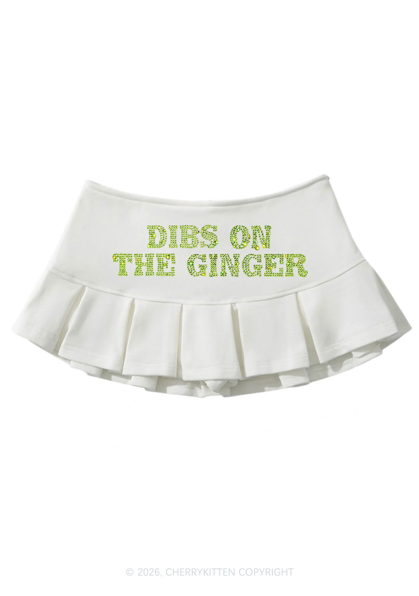 Rhinestone Dibs On The Ginger St Patricks Y2K Mini Pleated Skirts Cherrykitten - Image 3