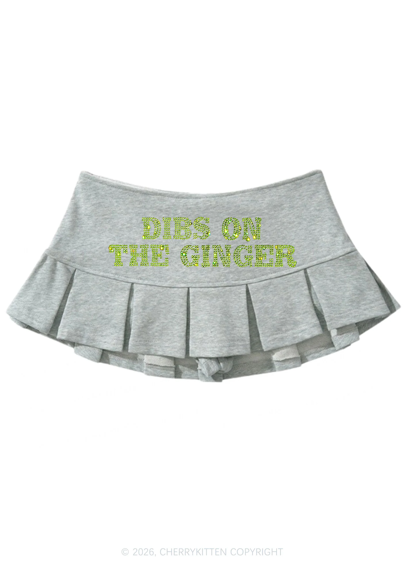 Rhinestone Dibs On The Ginger St Patricks Y2K Mini Pleated Skirts Cherrykitten - Image 4