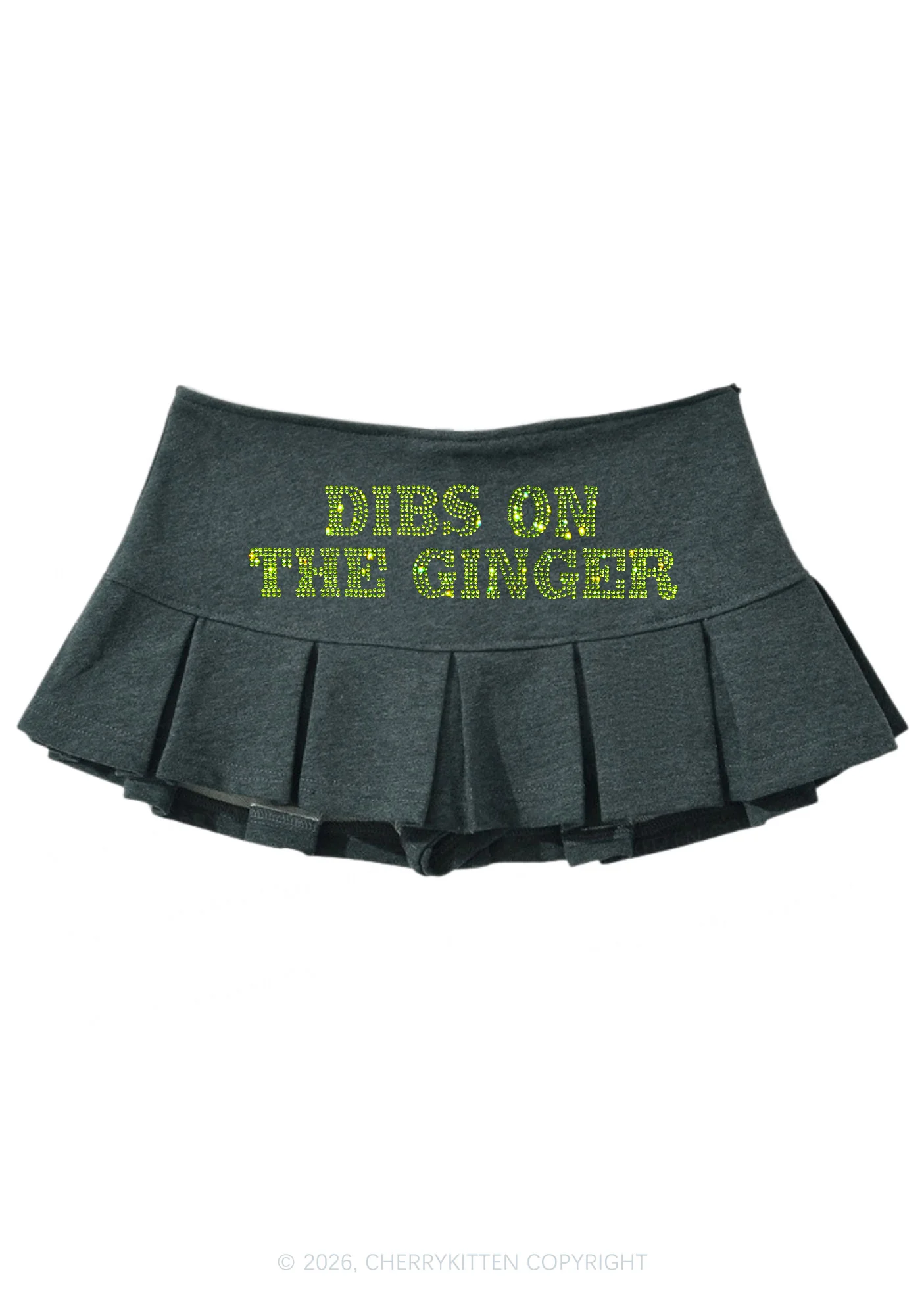 Rhinestone Dibs On The Ginger St Patricks Y2K Mini Pleated Skirts Cherrykitten - Image 5