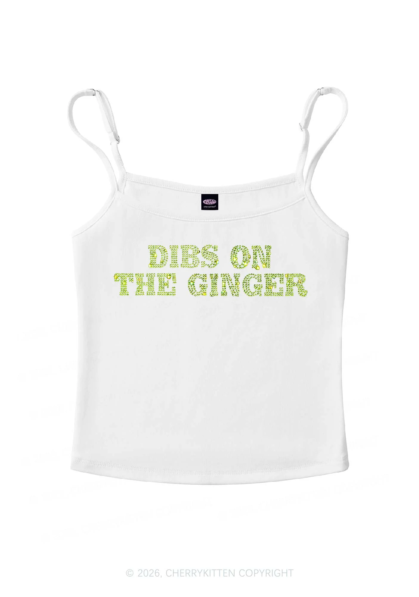 Rhinestone Dibs On The Ginger St Patricks Y2K Spaghetti Strap Cami Cherrykitten - Image 2