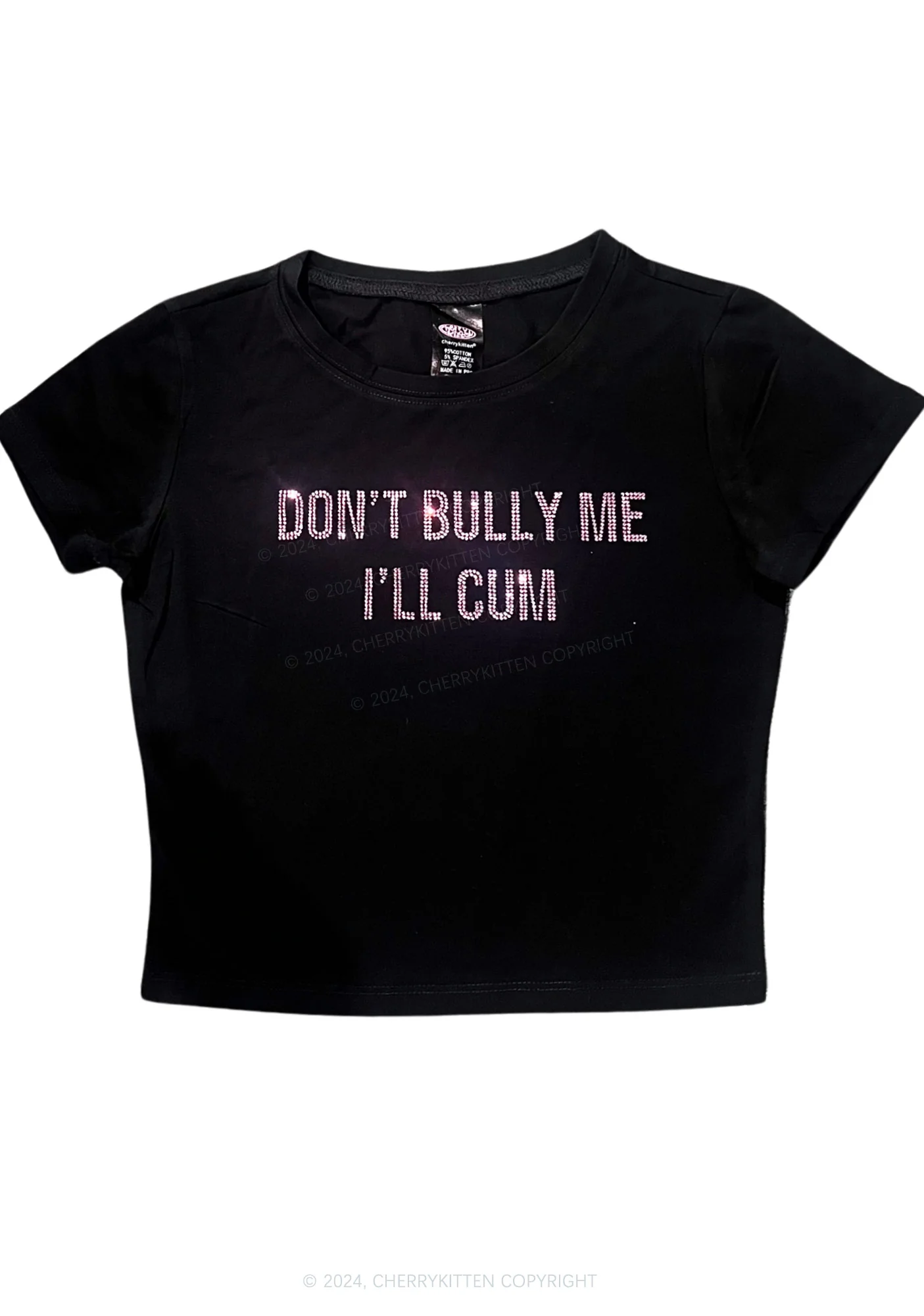 Rhinestone Don't Bully Me Y2K Baby Tee Cherrykitten - Image 3