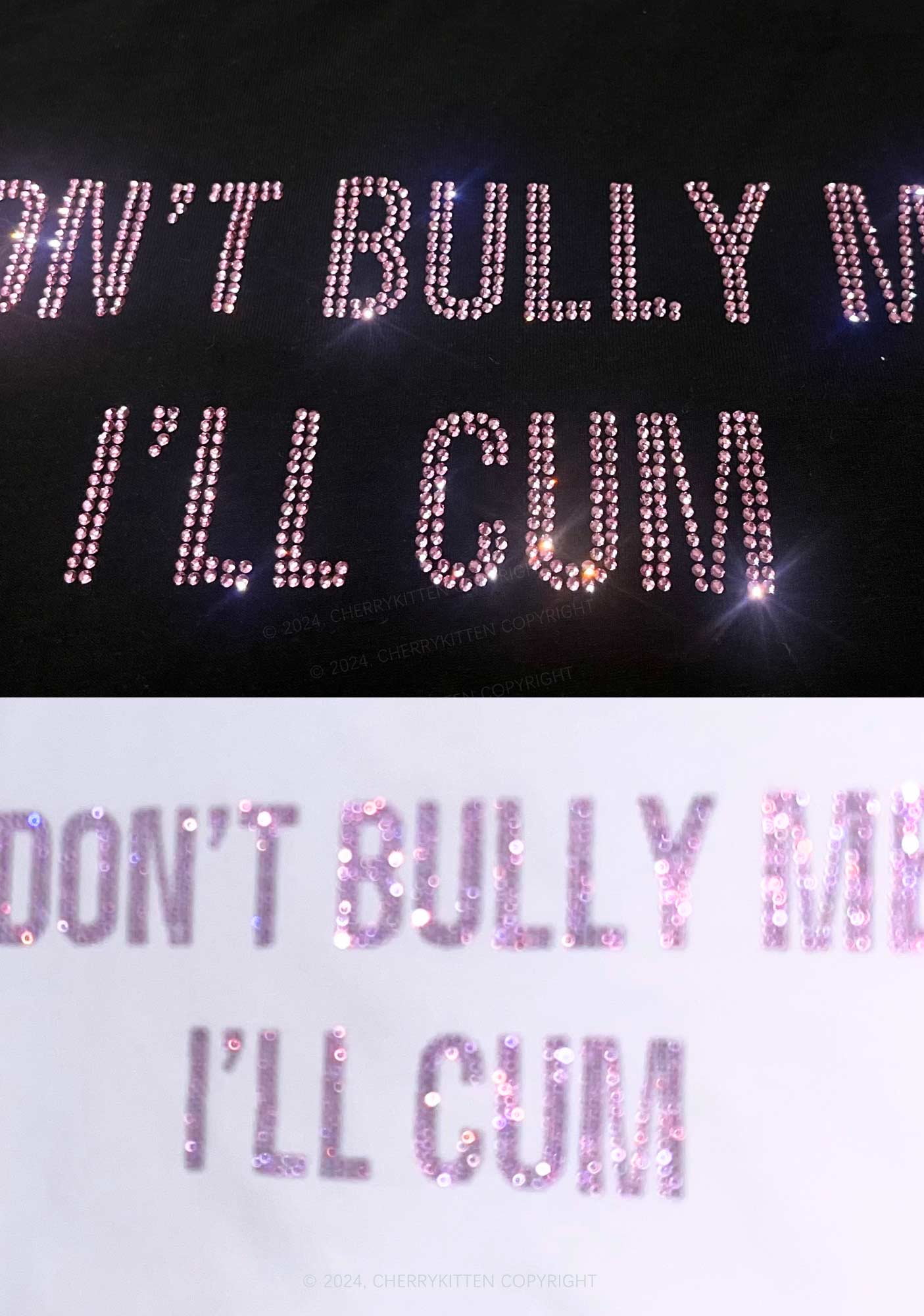 Rhinestone Don't Bully Me Y2K Baby Tee Cherrykitten - Image 5