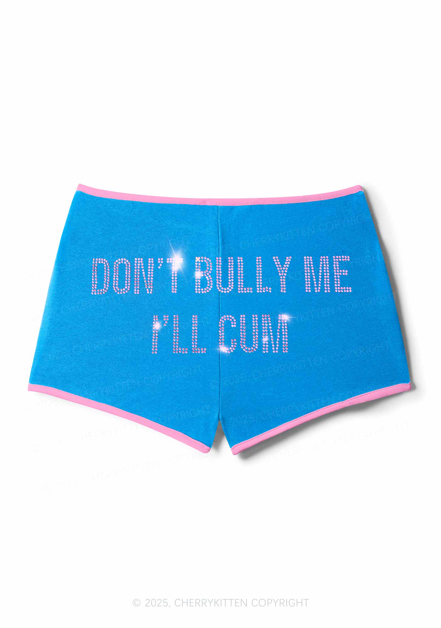 Rhinestone Dont Bully Me Y2K Booty Shorts Cherrykitten - Image 3