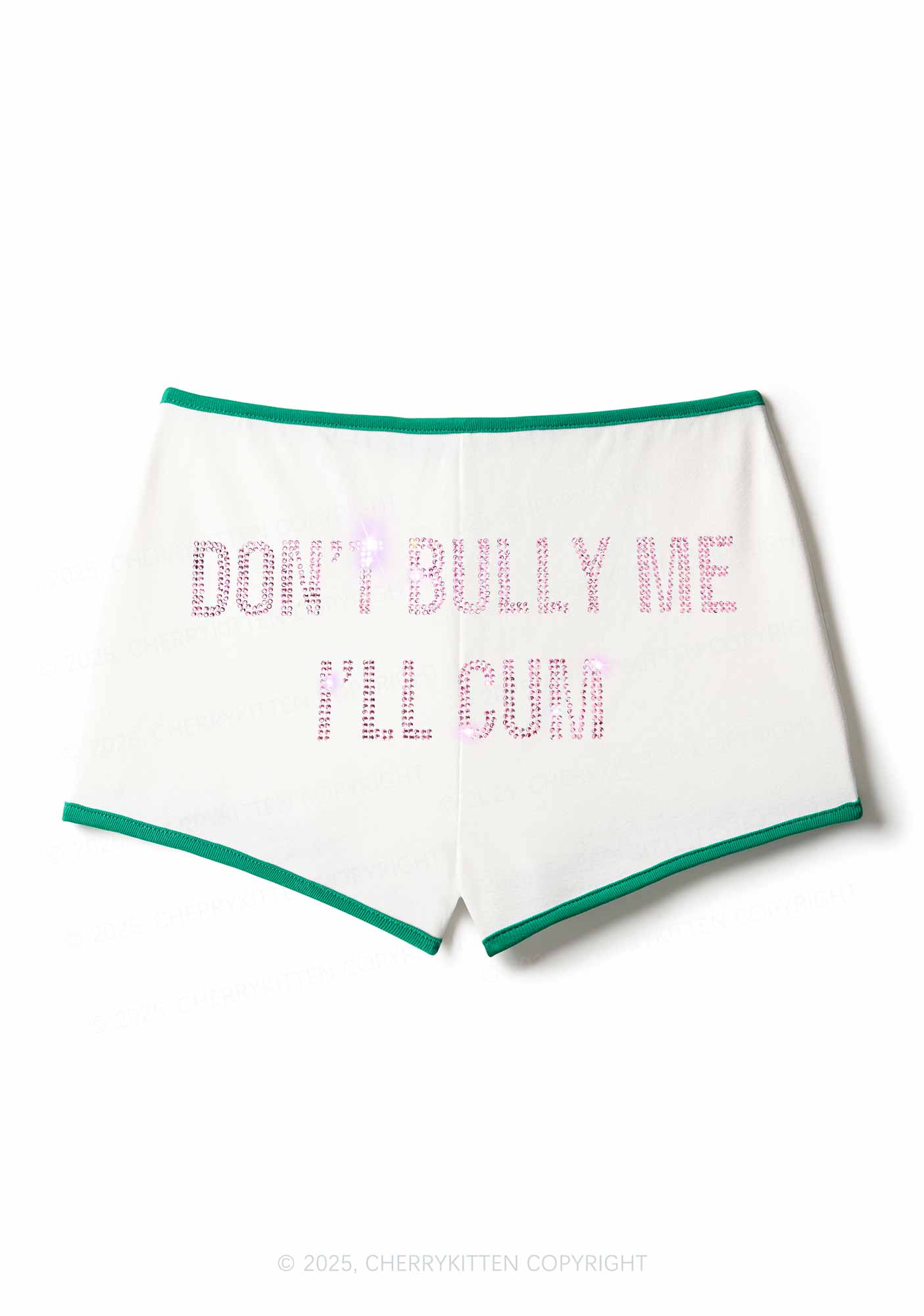 Rhinestone Dont Bully Me Y2K Booty Shorts Cherrykitten - Image 4