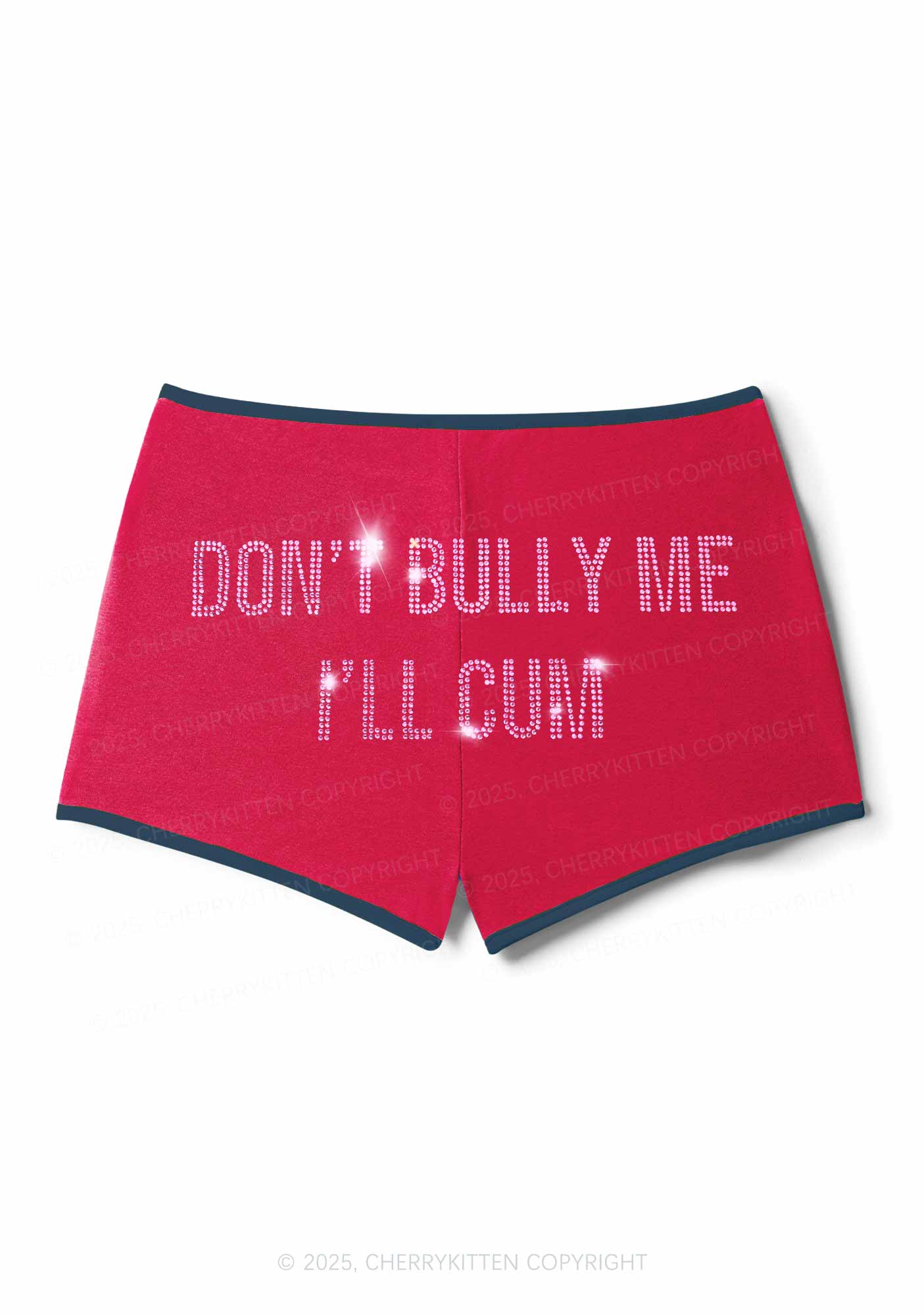 Rhinestone Dont Bully Me Y2K Booty Shorts Cherrykitten - Image 5