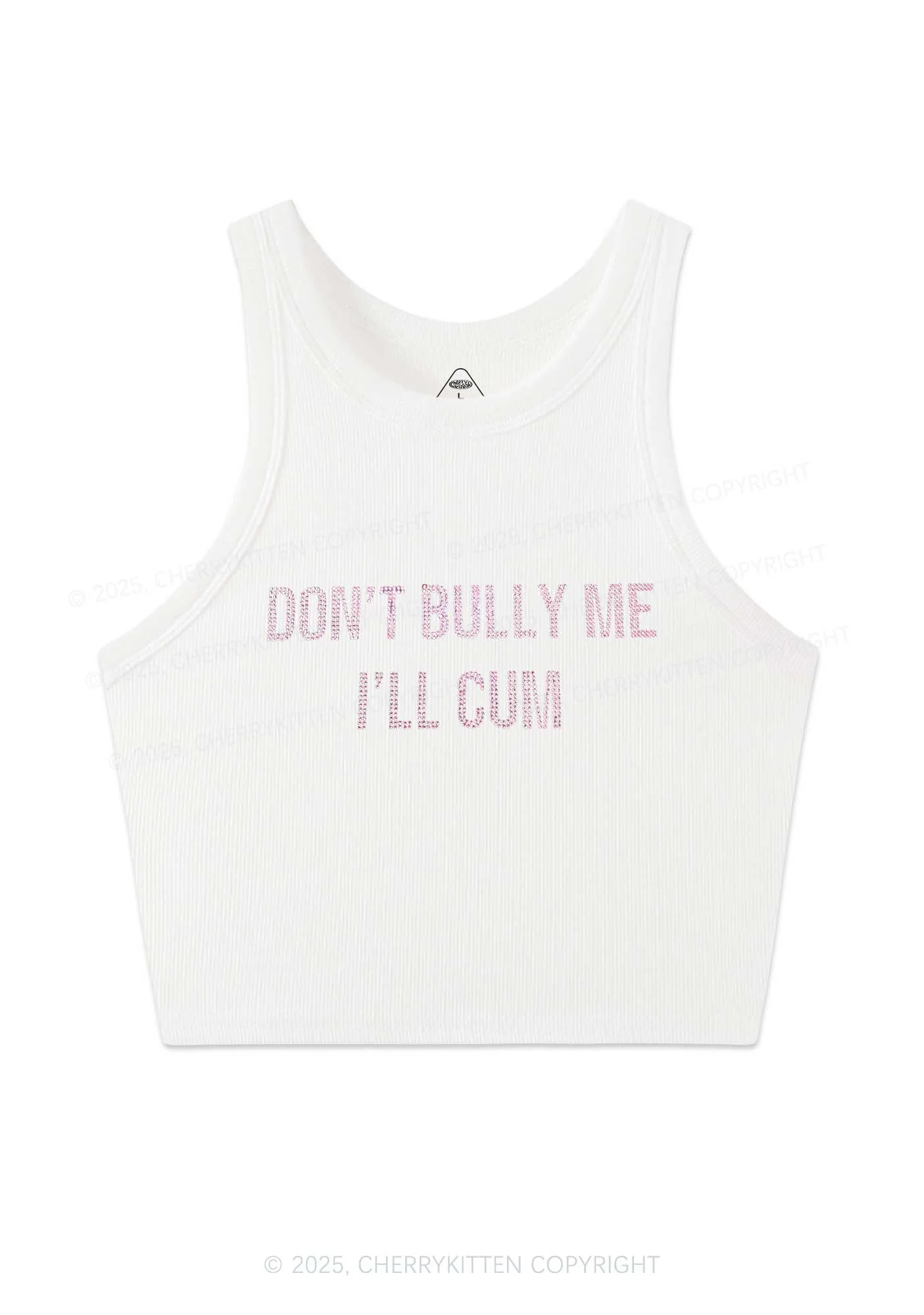Rhinestone Dont Bully Me Y2K Crop Tank Top Cherrykitten - Image 3