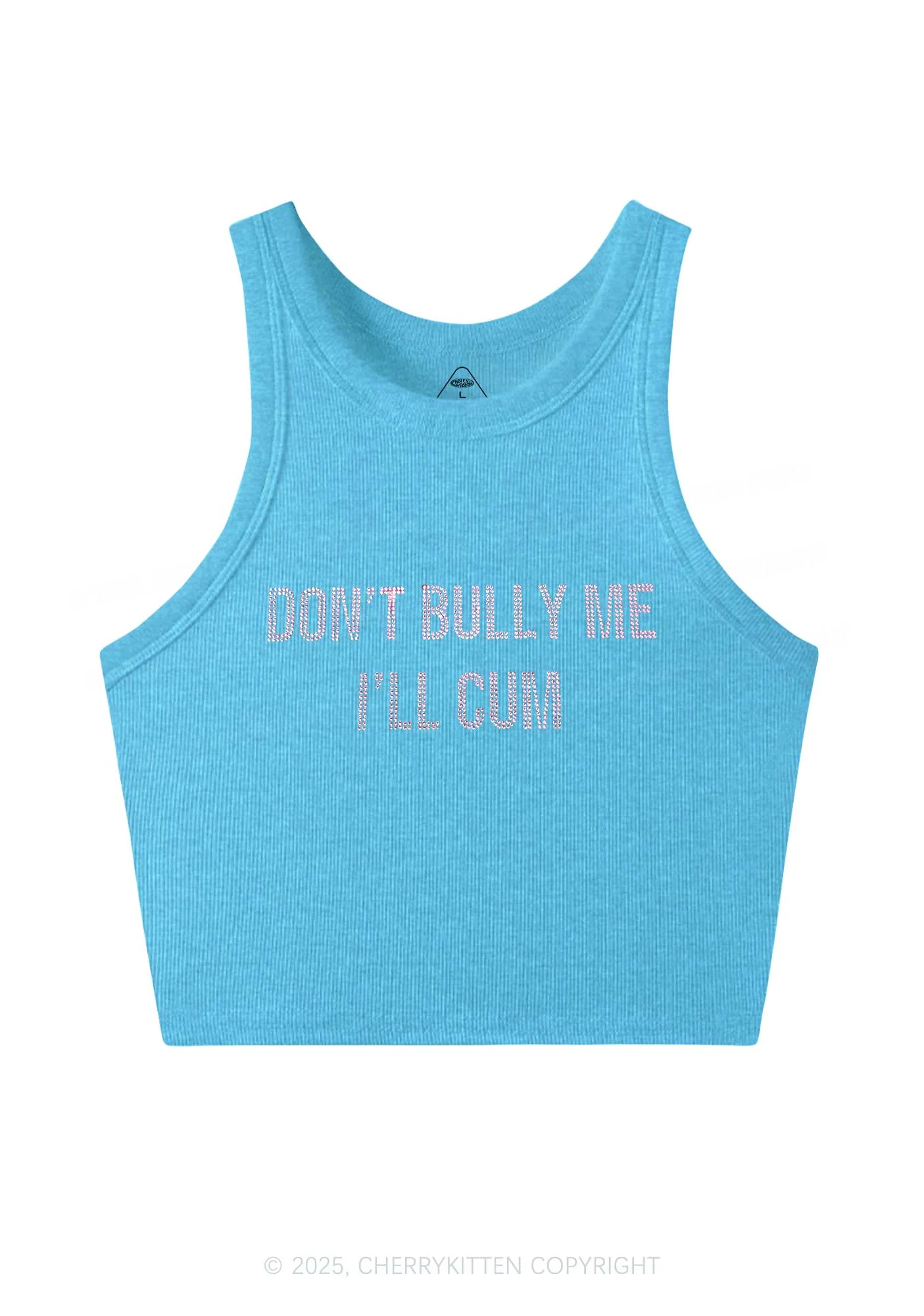 Rhinestone Dont Bully Me Y2K Crop Tank Top Cherrykitten - Image 4