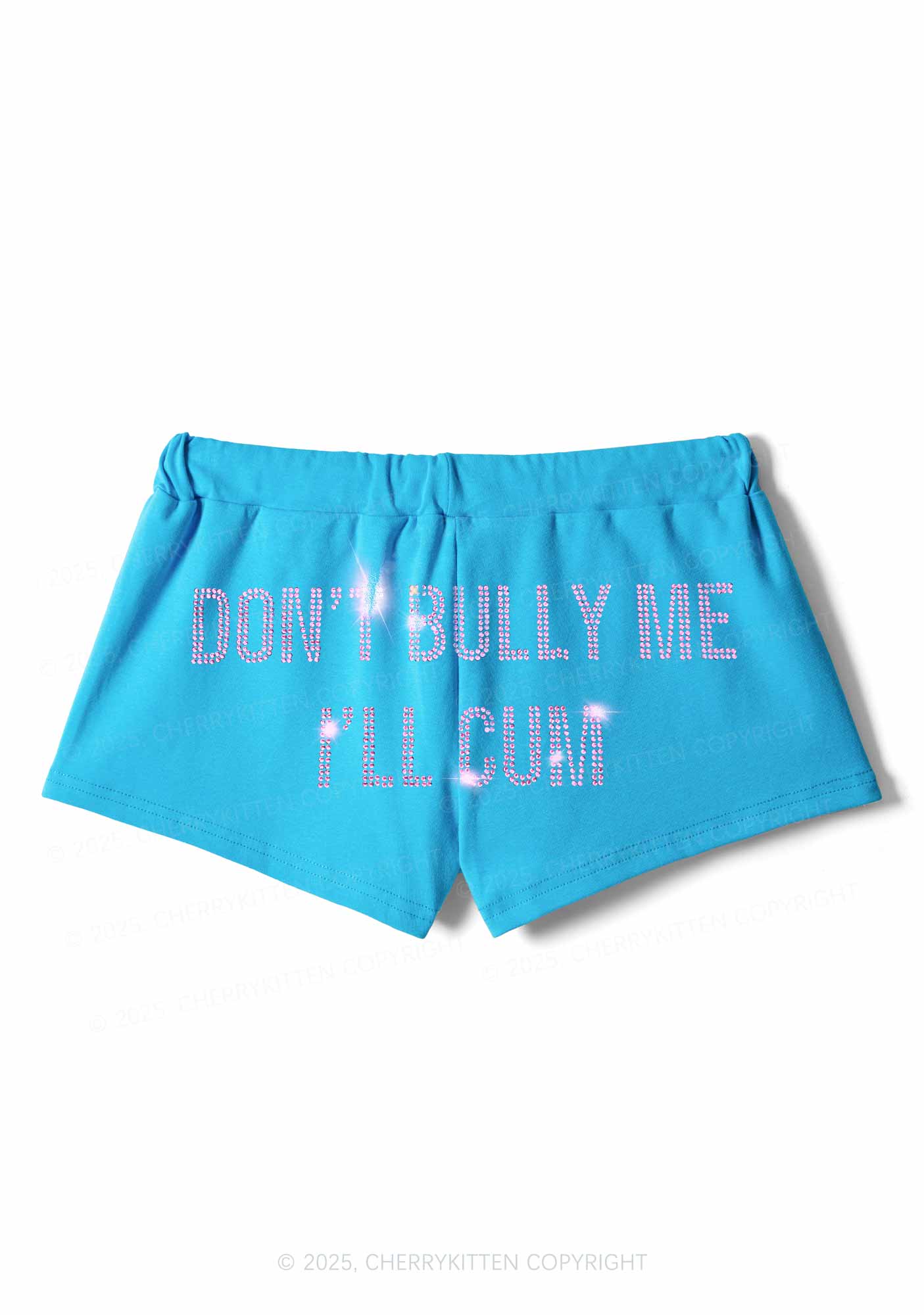 Rhinestone Dont Bully Me Y2K Drawstring Mini Shorts Cherrykitten - Image 3