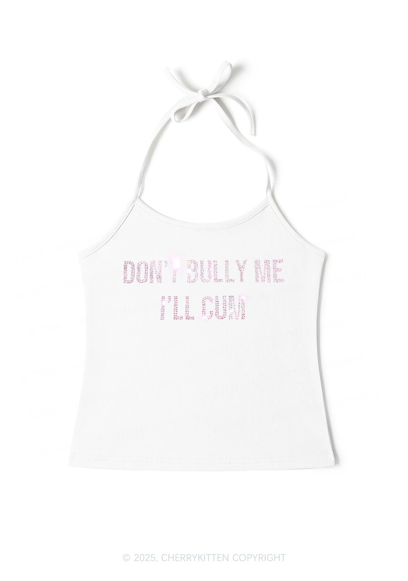 Rhinestone Dont Bully Me Y2K Halter Neck Cami Cherrykitten - Image 2