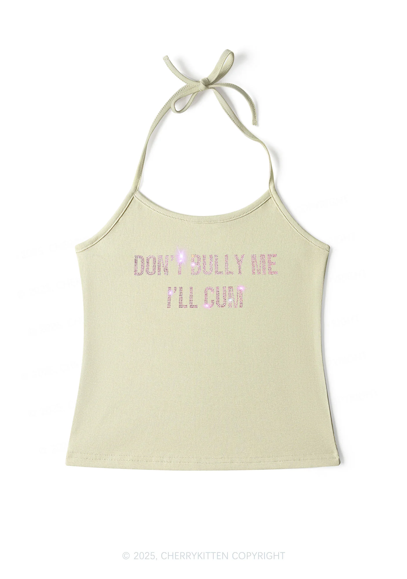 Rhinestone Dont Bully Me Y2K Halter Neck Cami Cherrykitten - Image 6