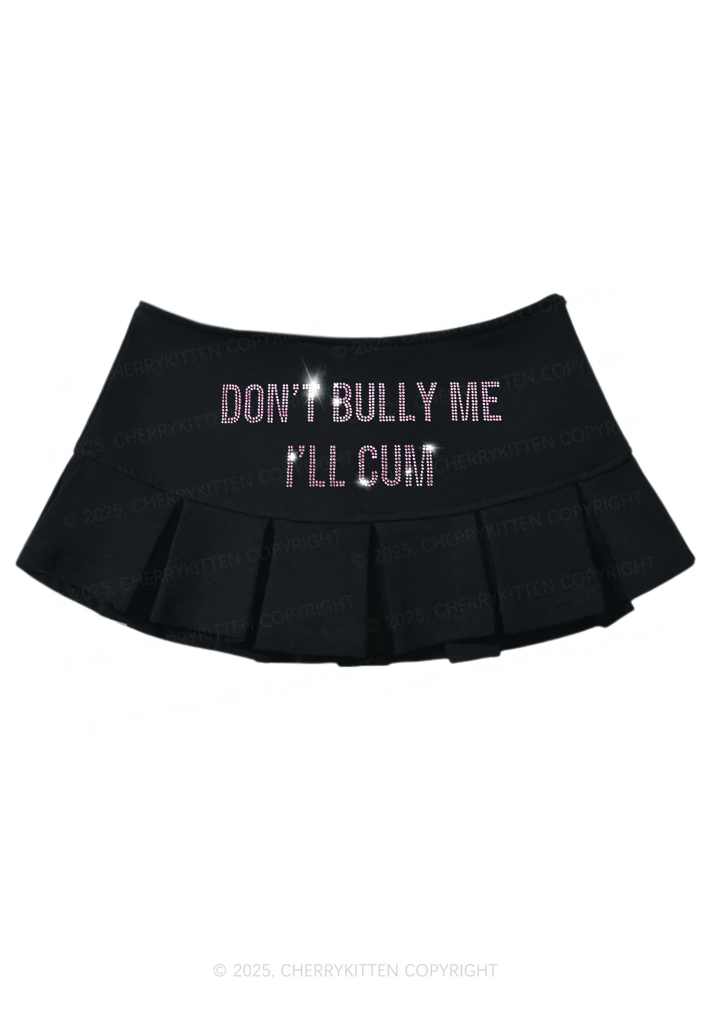 Rhinestone Dont Bully Me Y2K Mini Pleated Skirts Cherrykitten - Image 2