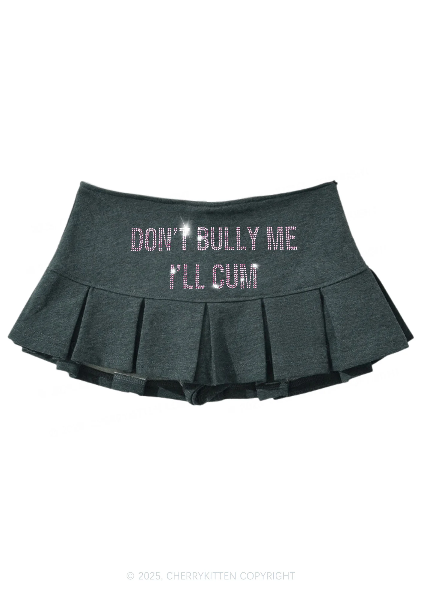 Rhinestone Dont Bully Me Y2K Mini Pleated Skirts Cherrykitten - Image 3