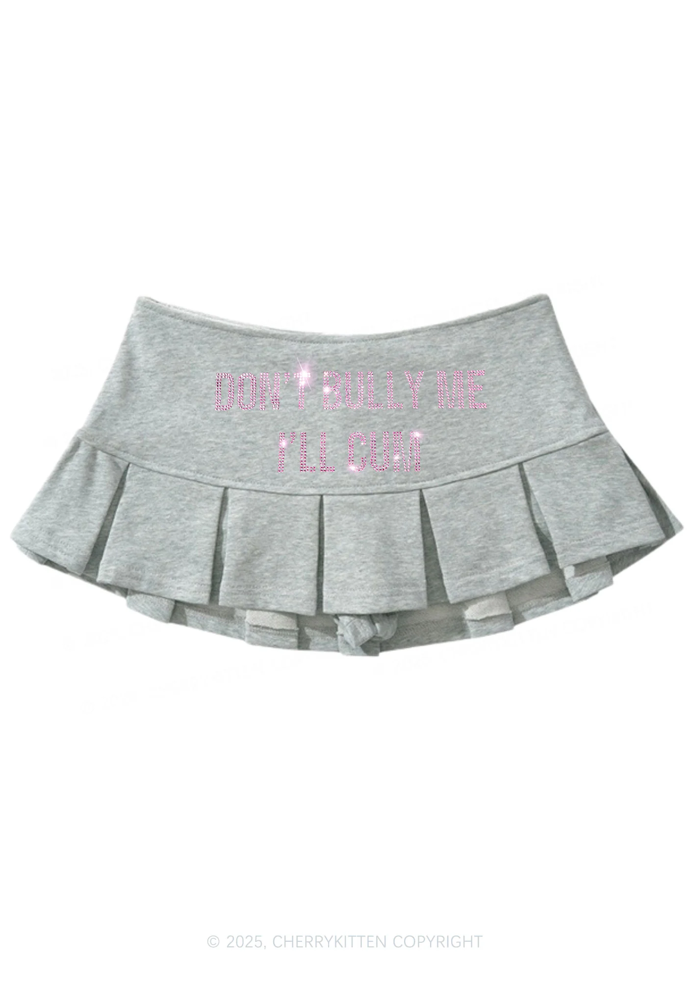 Rhinestone Dont Bully Me Y2K Mini Pleated Skirts Cherrykitten - Image 4