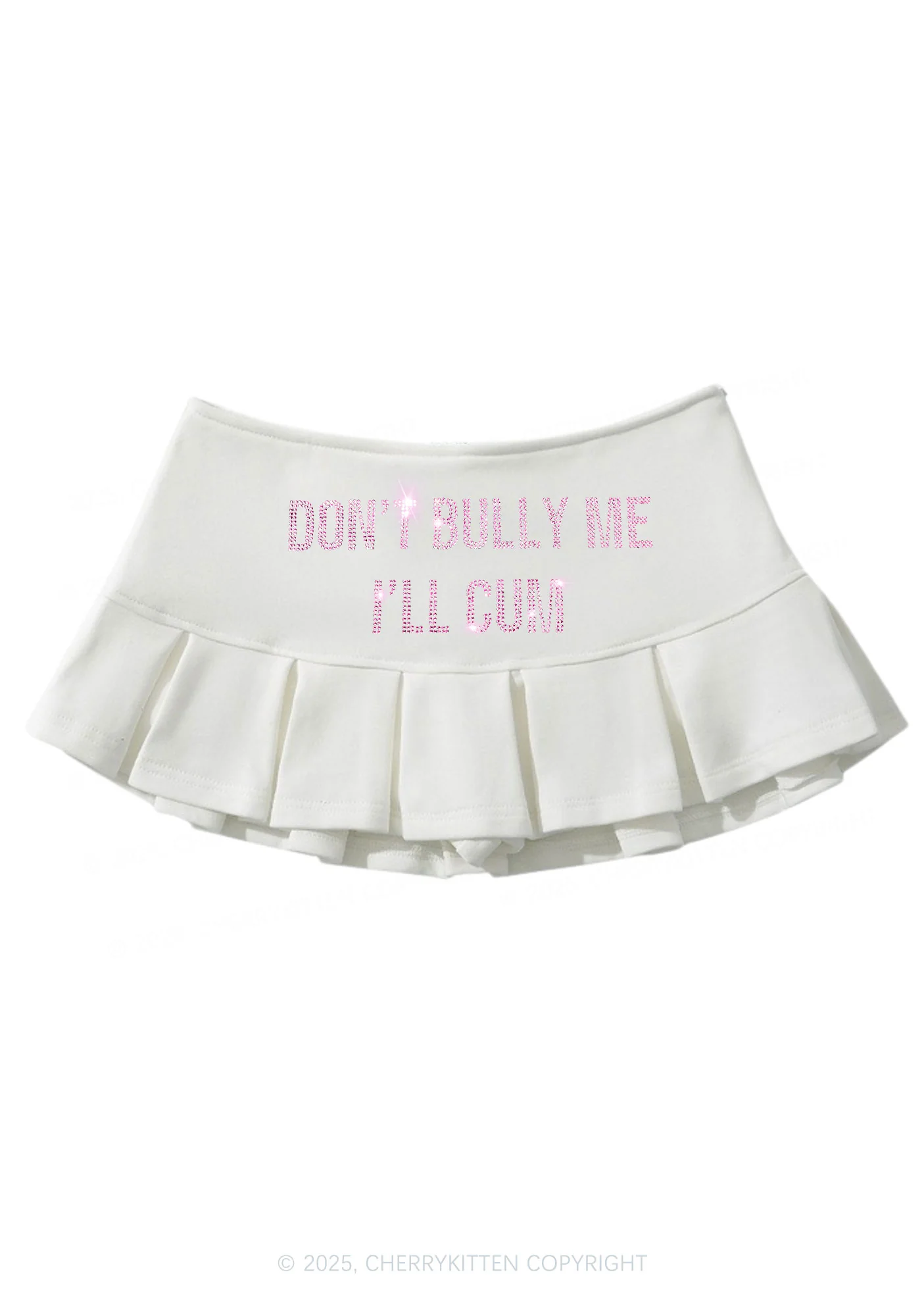 Rhinestone Dont Bully Me Y2K Mini Pleated Skirts Cherrykitten - Image 5