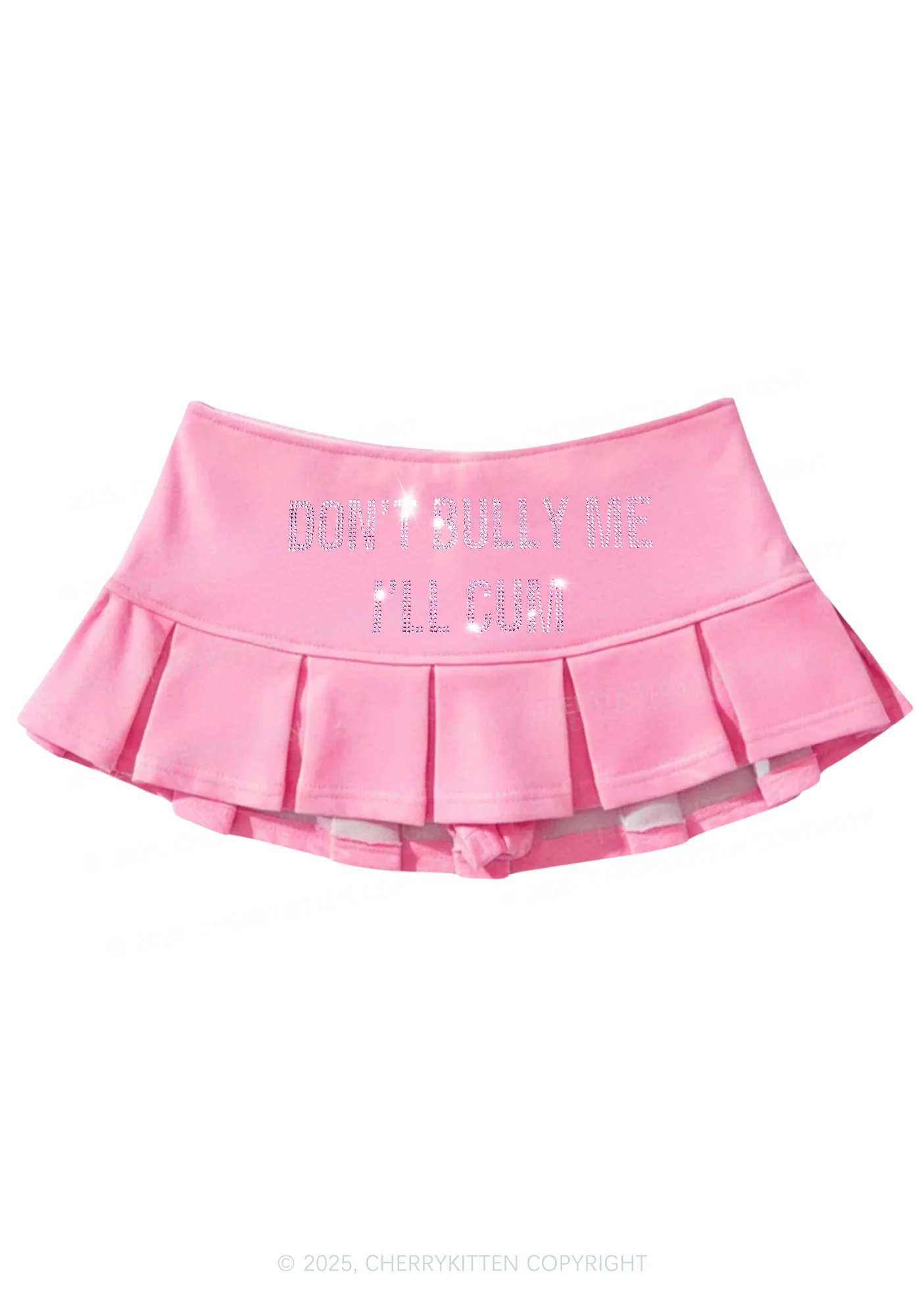 Rhinestone Dont Bully Me Y2K Mini Pleated Skirts Cherrykitten - Image 6