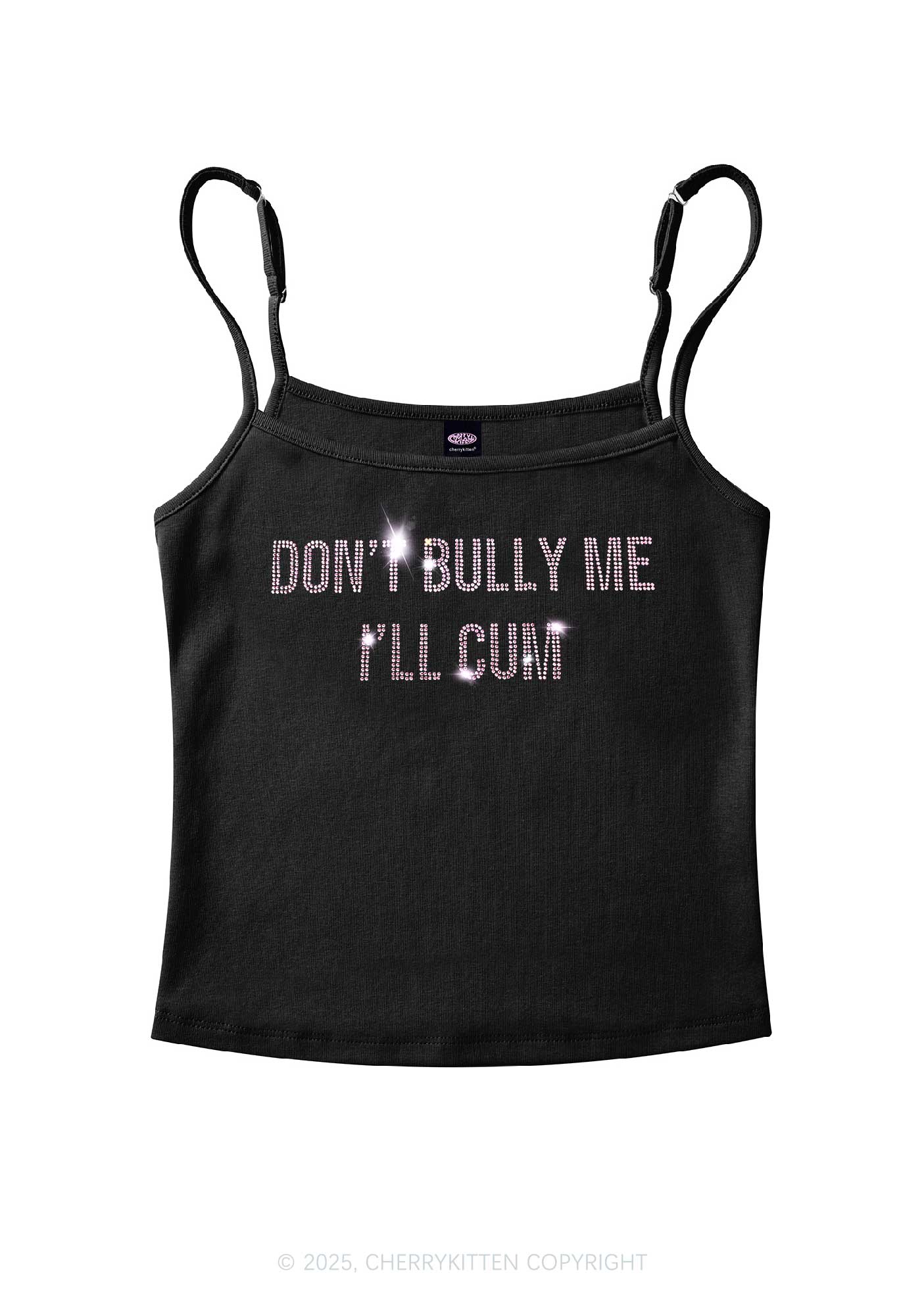 Rhinestone Dont Bully Me Y2K Spaghetti Strap Cami Cherrykitten - Image 6