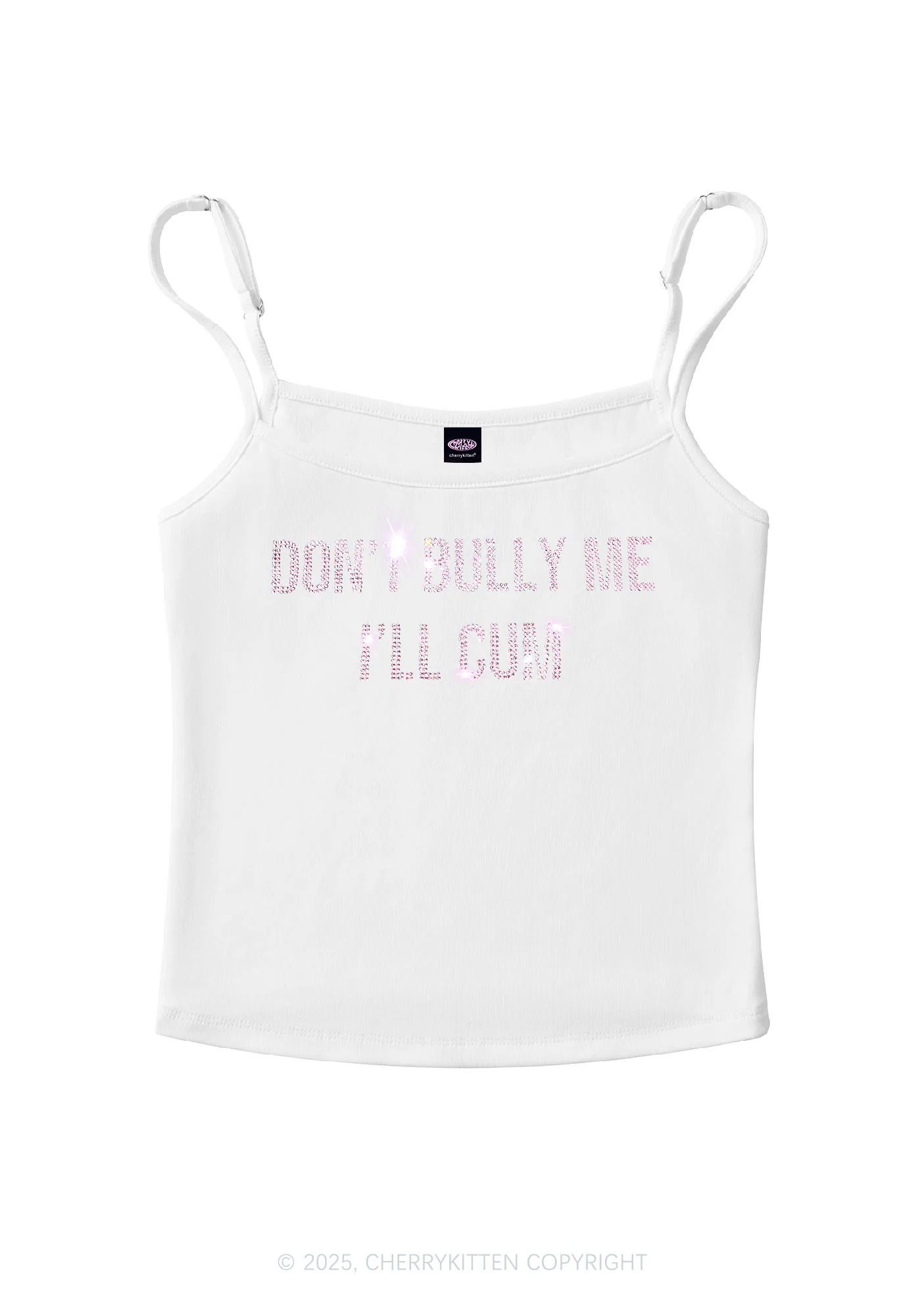 Rhinestone Dont Bully Me Y2K Spaghetti Strap Cami Cherrykitten - Image 7