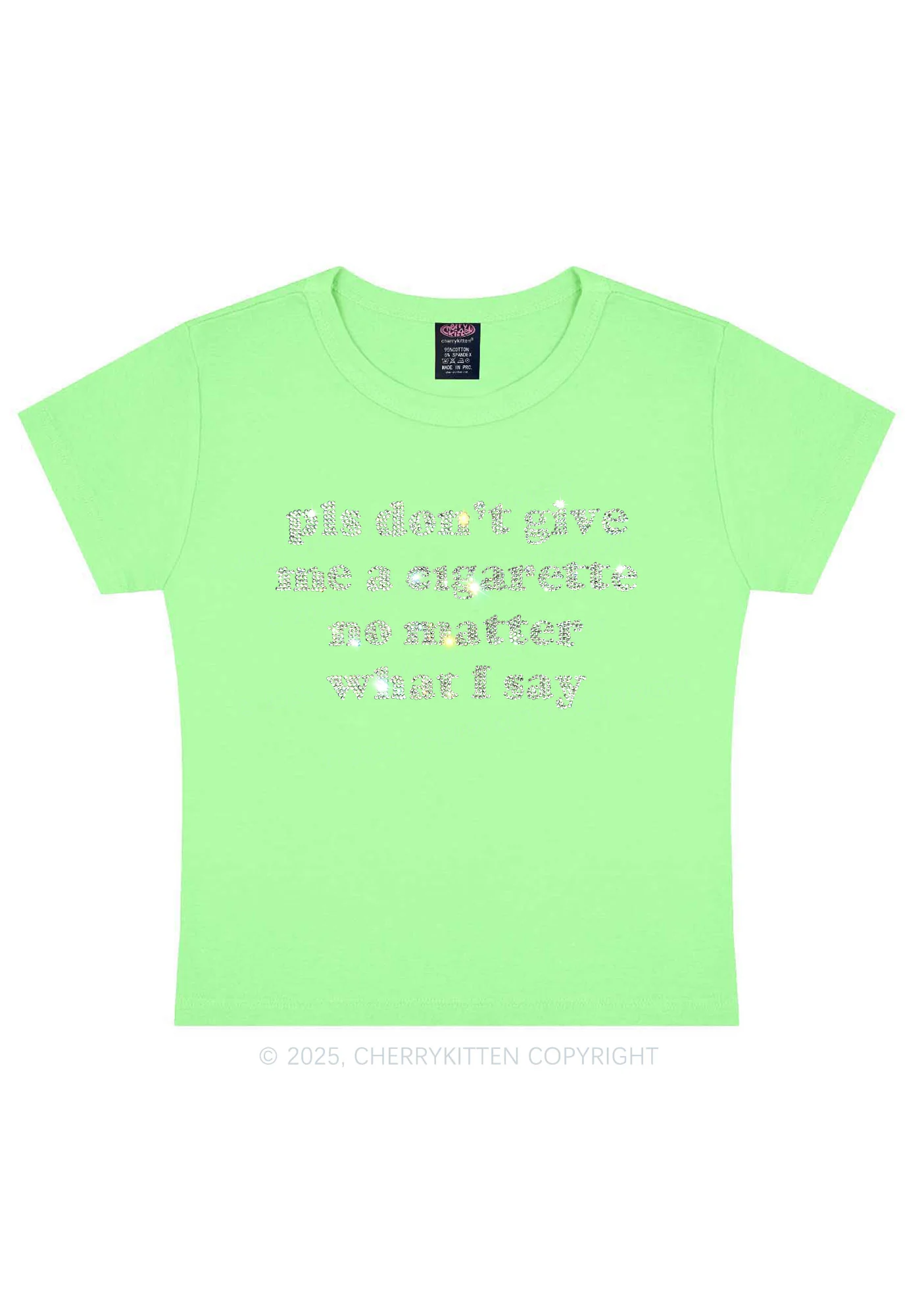 Rhinestone Dont Give Me Cigarette Y2K Baby Tee Cherrykitten - Image 10