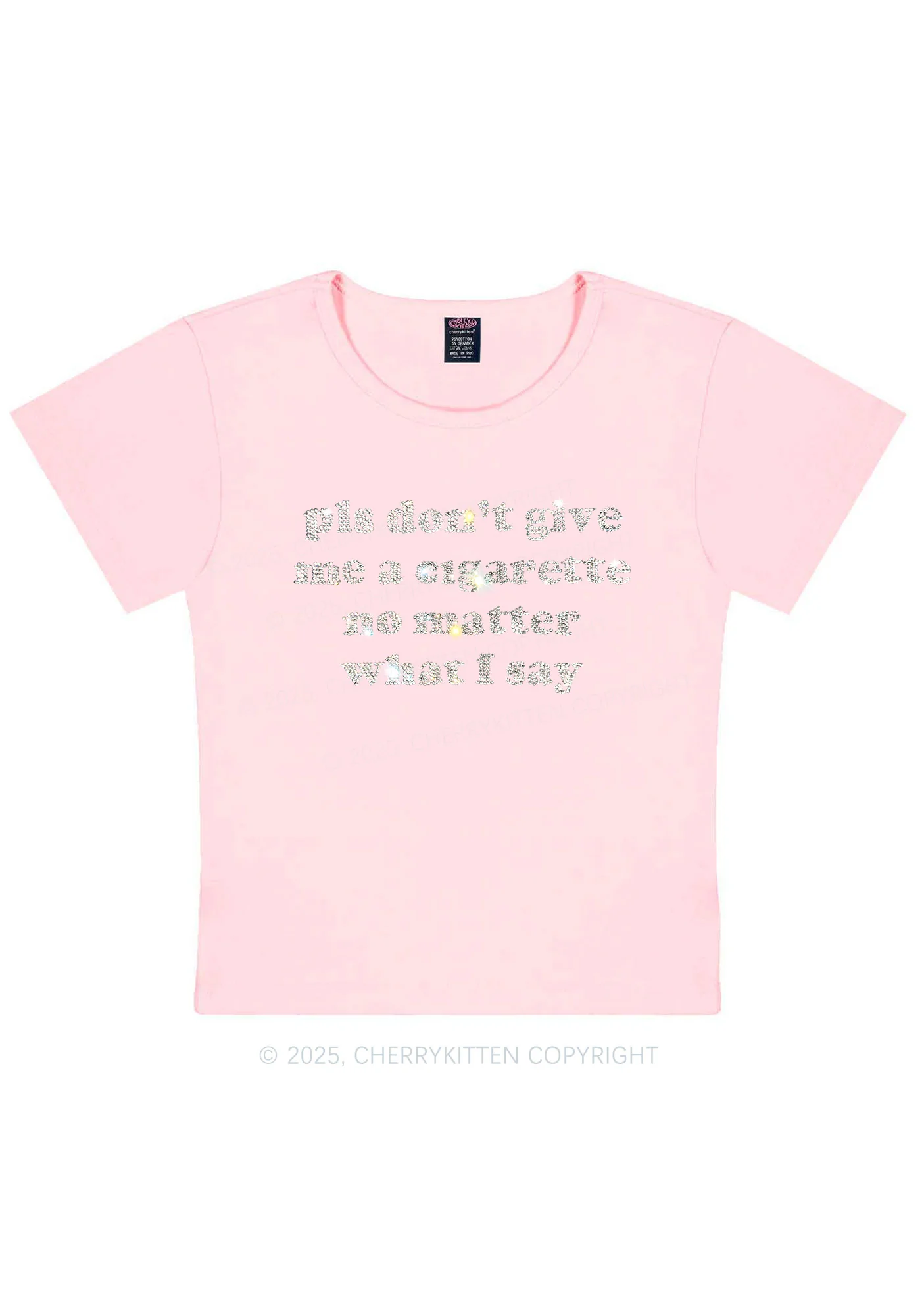 Rhinestone Dont Give Me Cigarette Y2K Baby Tee Cherrykitten - Image 12