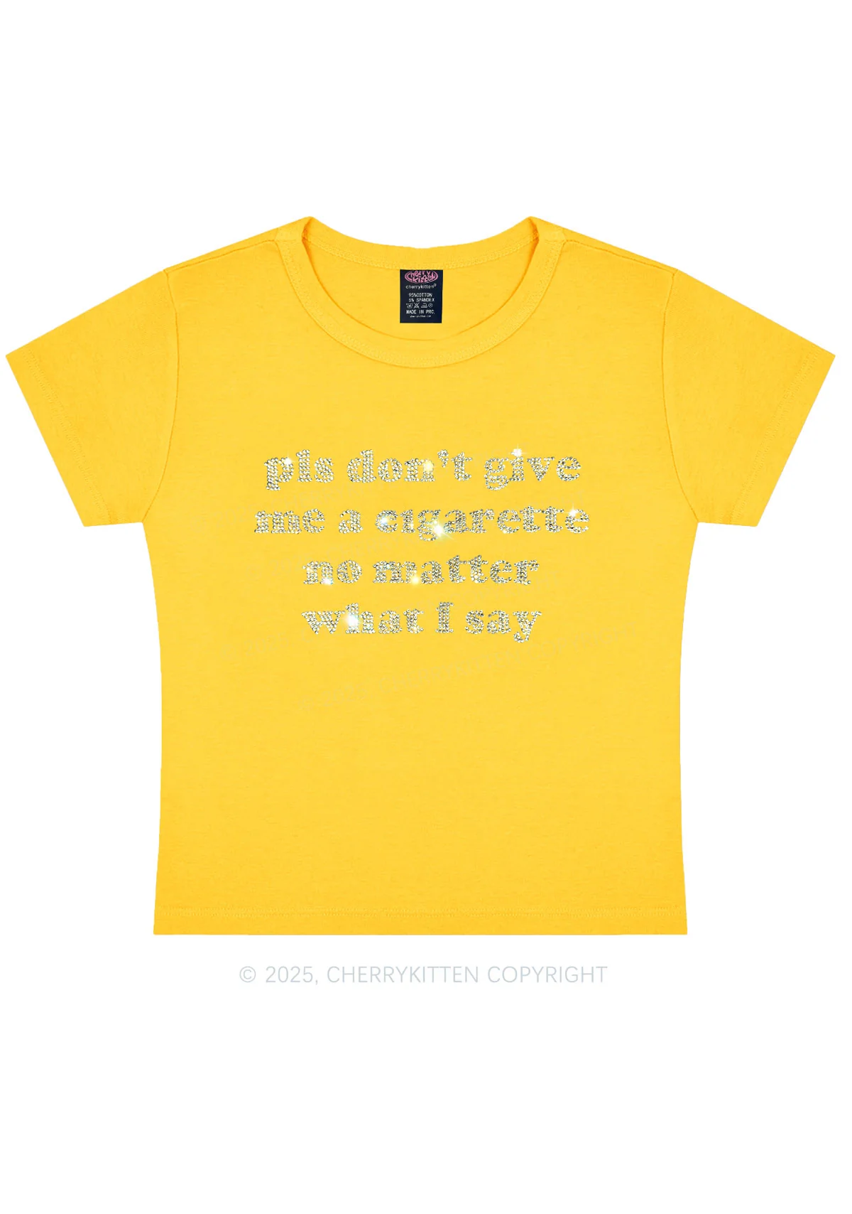 Rhinestone Dont Give Me Cigarette Y2K Baby Tee Cherrykitten - Image 7