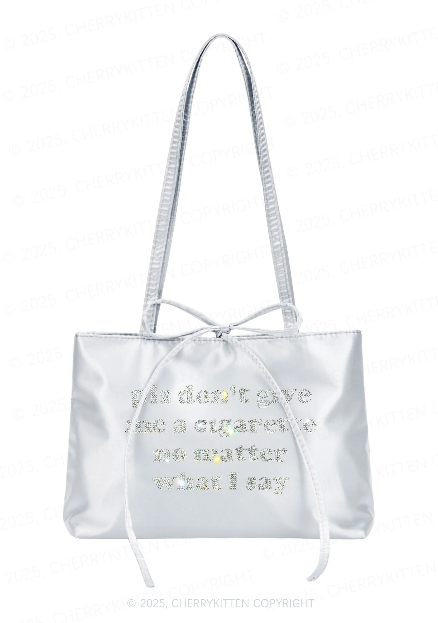 Rhinestone Dont Give Me Cigarette Y2K Satin Bags Cherrykitten - Image 3