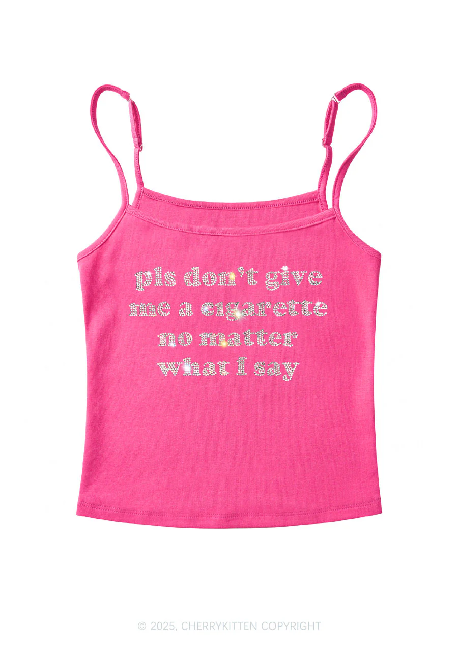 Rhinestone Dont Give Me Cigarette Y2K Spaghetti Strap Cami Cherrykitten - Image 5