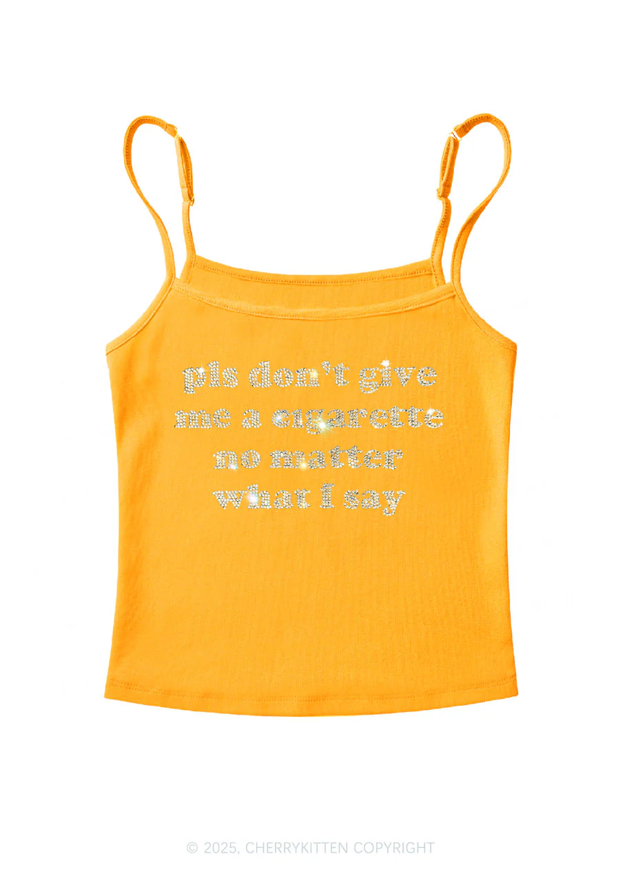 Rhinestone Dont Give Me Cigarette Y2K Spaghetti Strap Cami Cherrykitten - Image 6