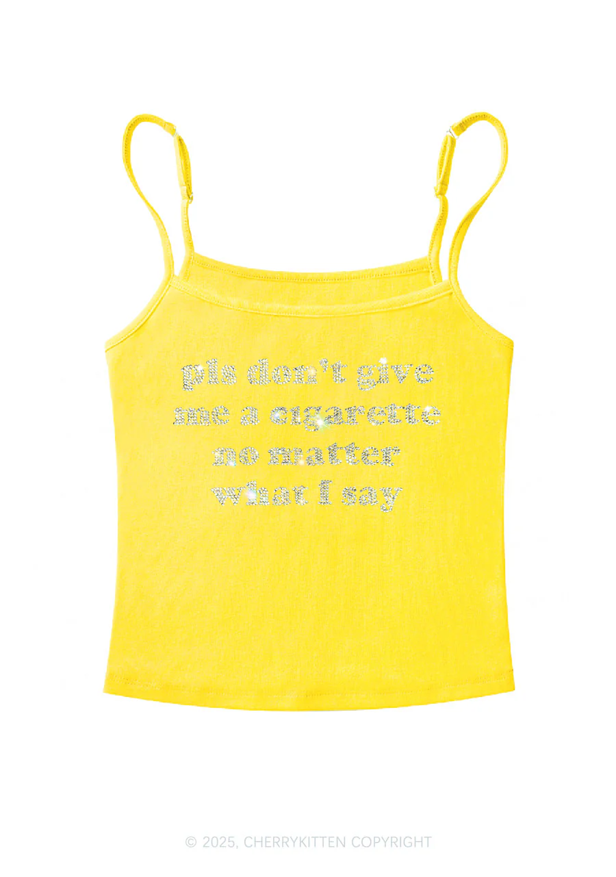 Rhinestone Dont Give Me Cigarette Y2K Spaghetti Strap Cami Cherrykitten - Image 7