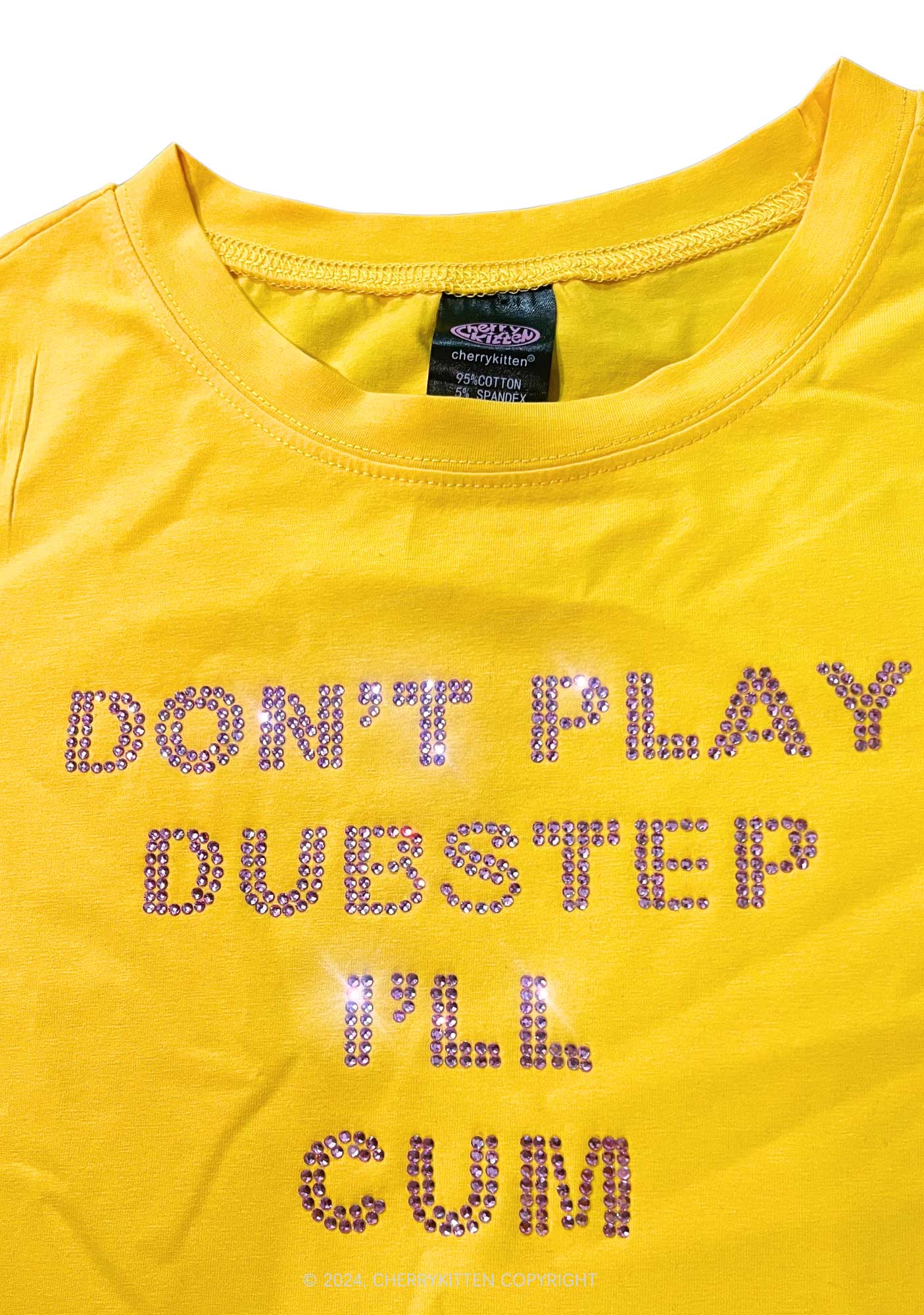 Rhinestone Dont Play Dubstep Y2K Baby Tee Cherrykitten - Image 6