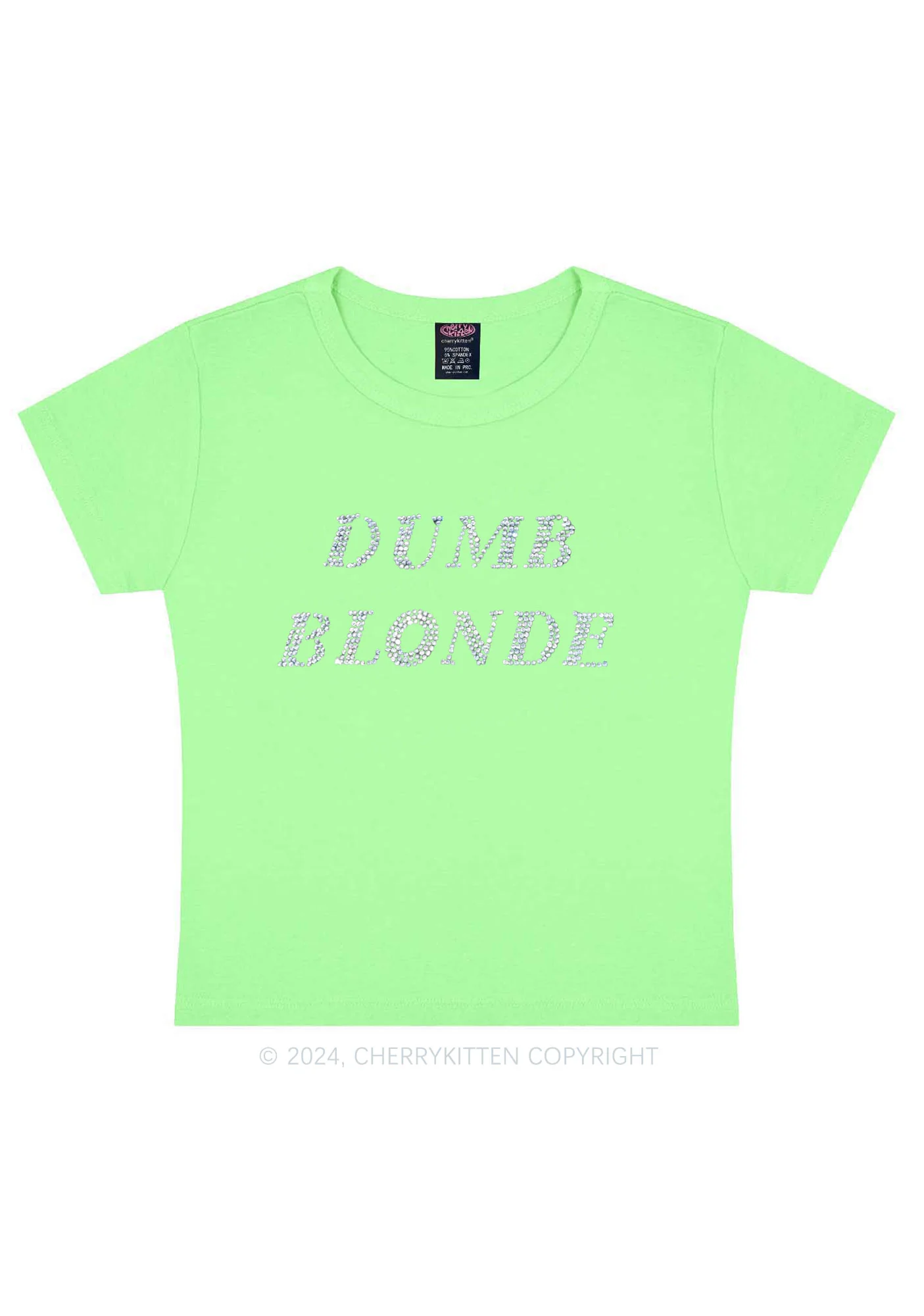 Rhinestone Dumb Blonde Y2K Baby Tee Cherrykitten - Image 14