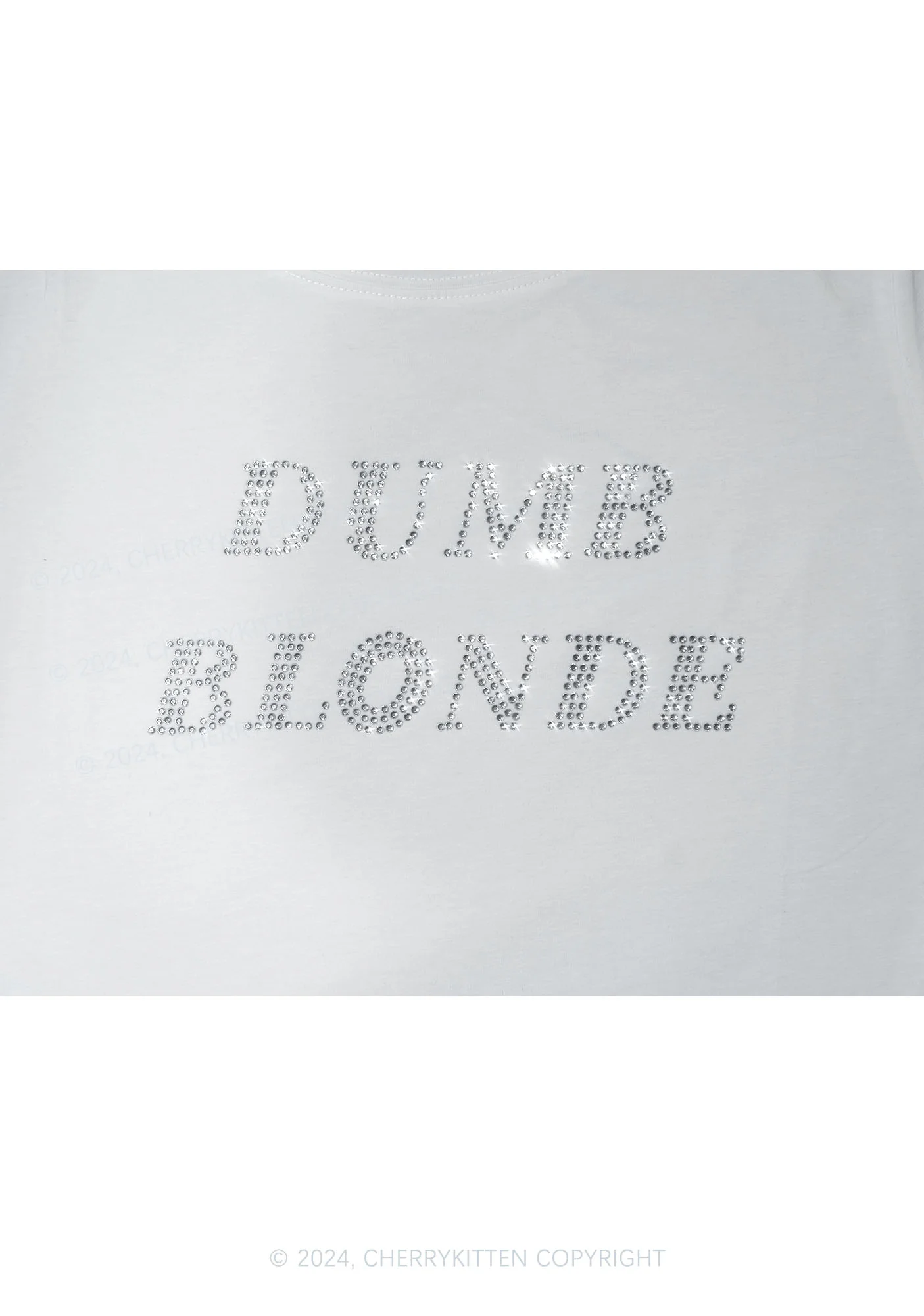 Rhinestone Dumb Blonde Y2K Baby Tee Cherrykitten - Image 5