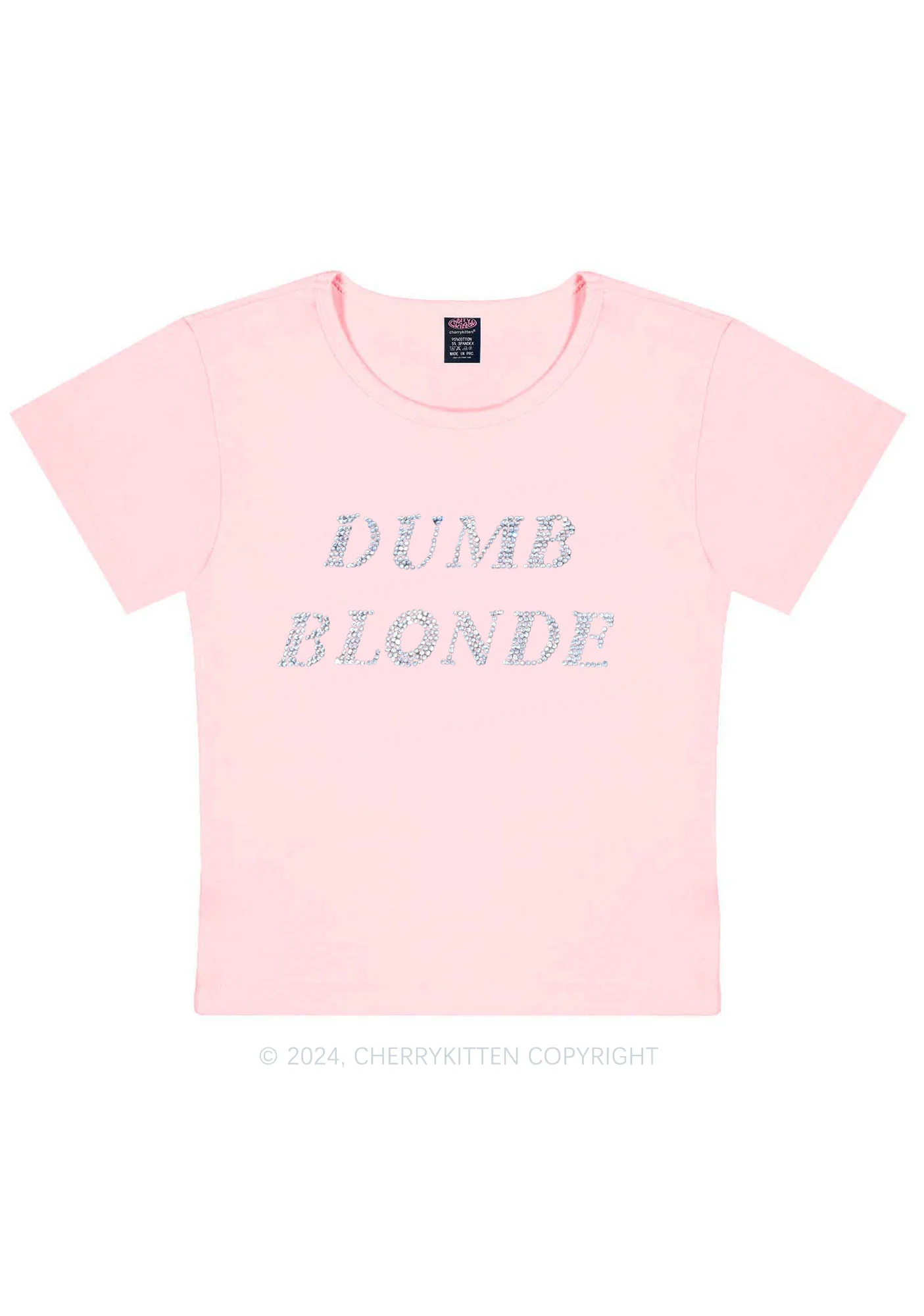 Rhinestone Dumb Blonde Y2K Baby Tee Cherrykitten - Image 8