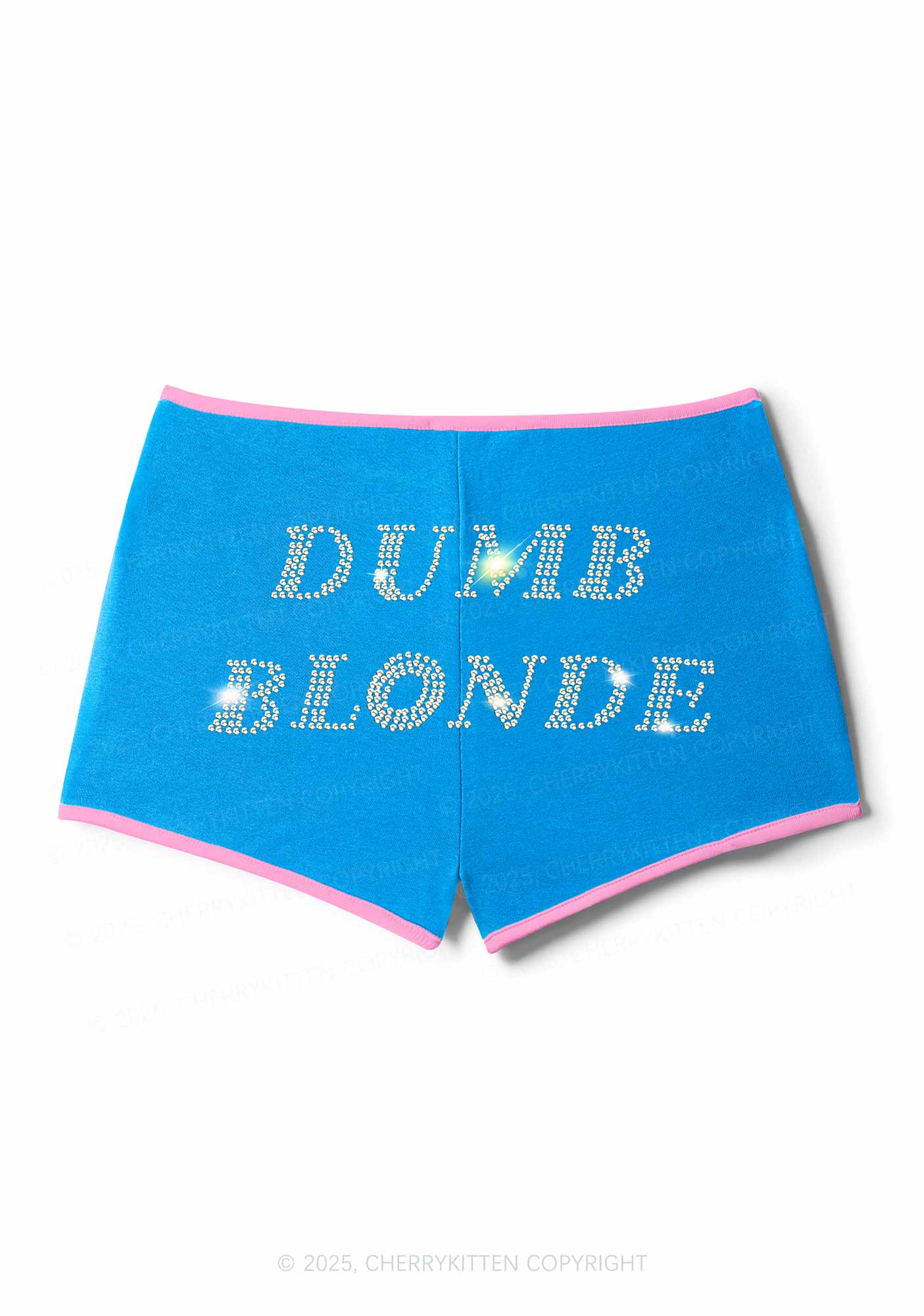 Rhinestone Dumb Blonde Y2K Booty Shorts Cherrykitten - Image 3