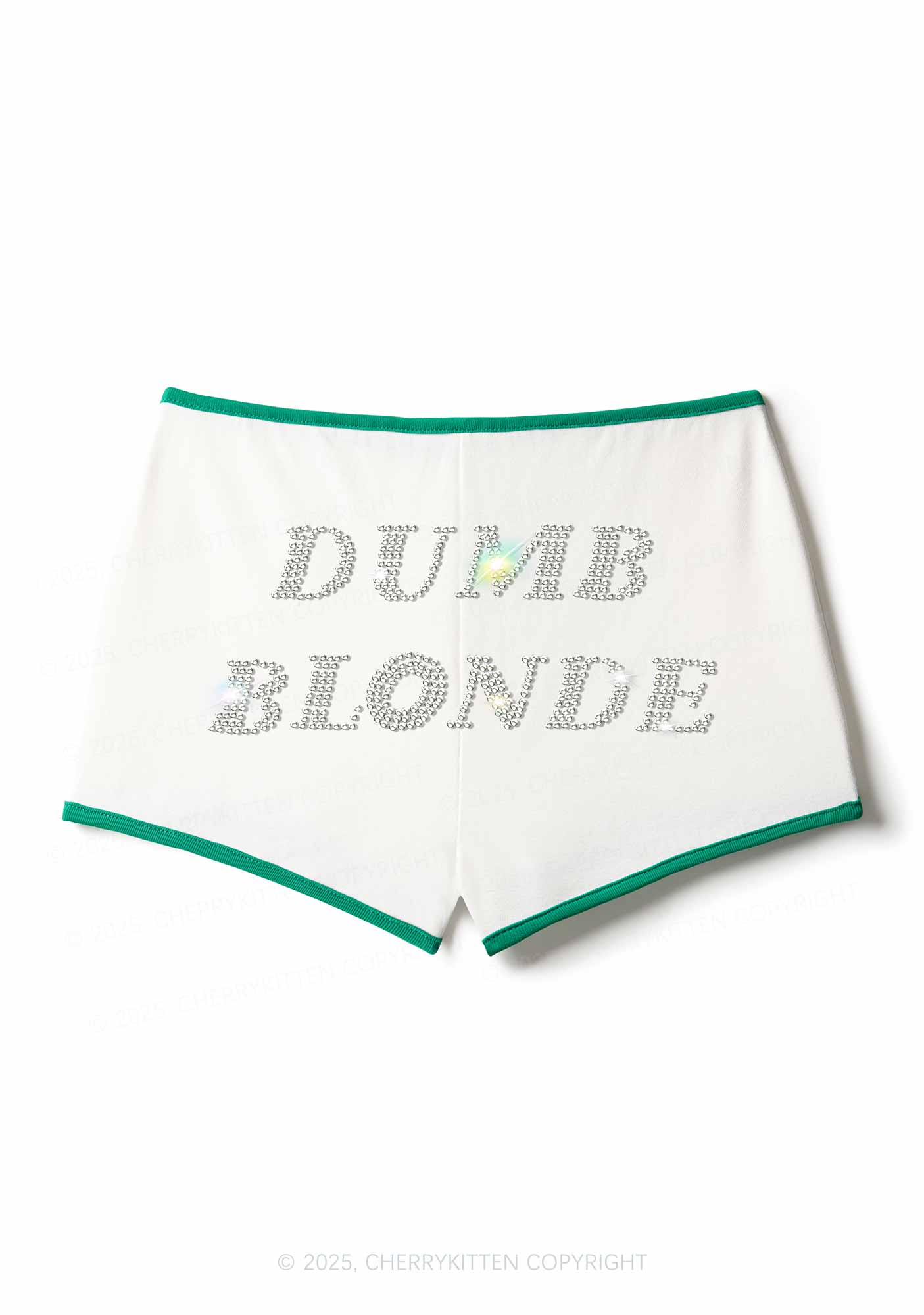 Rhinestone Dumb Blonde Y2K Booty Shorts Cherrykitten - Image 4